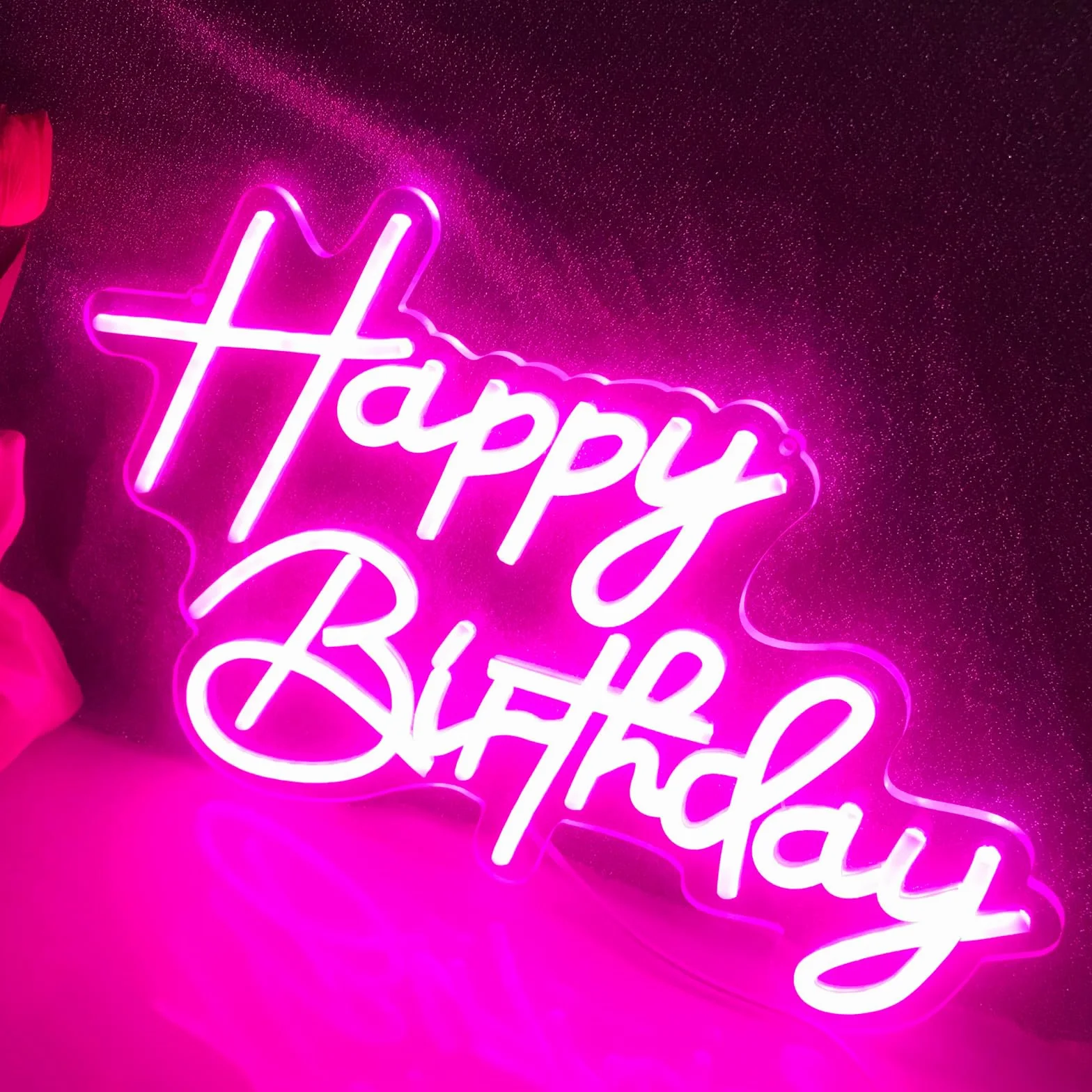 Różowy Happy Birthday Neon Light Party Birthday Light niespodzianka Jasny miękki przełącznik może kontrolować moc z regulowanego gniazda USB dla wygodnego transportu