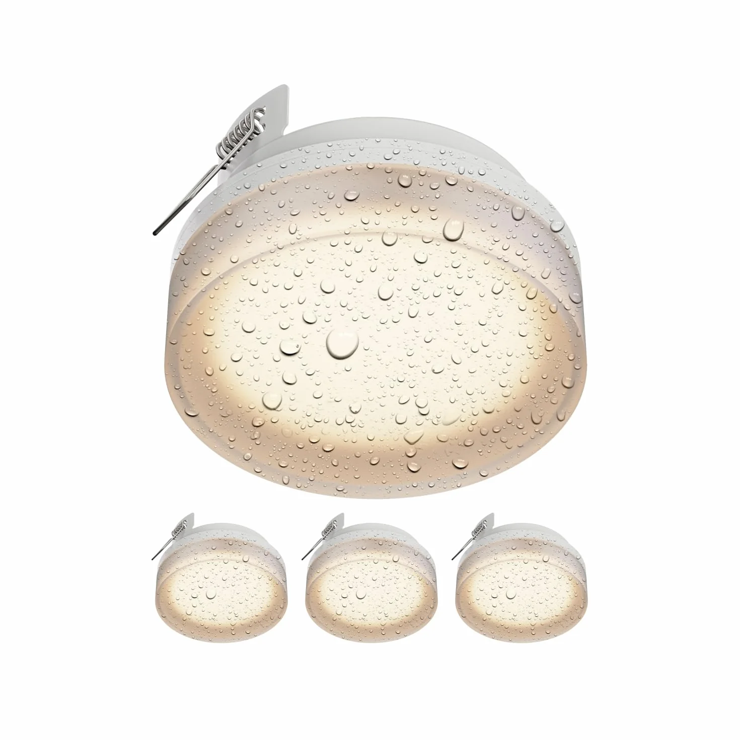 ledscom.de 4 szt. lampa sufitowa IPLY, IP44, biały mat, okrągła, z żarówką LED GX53, 509lm, ciepła biel