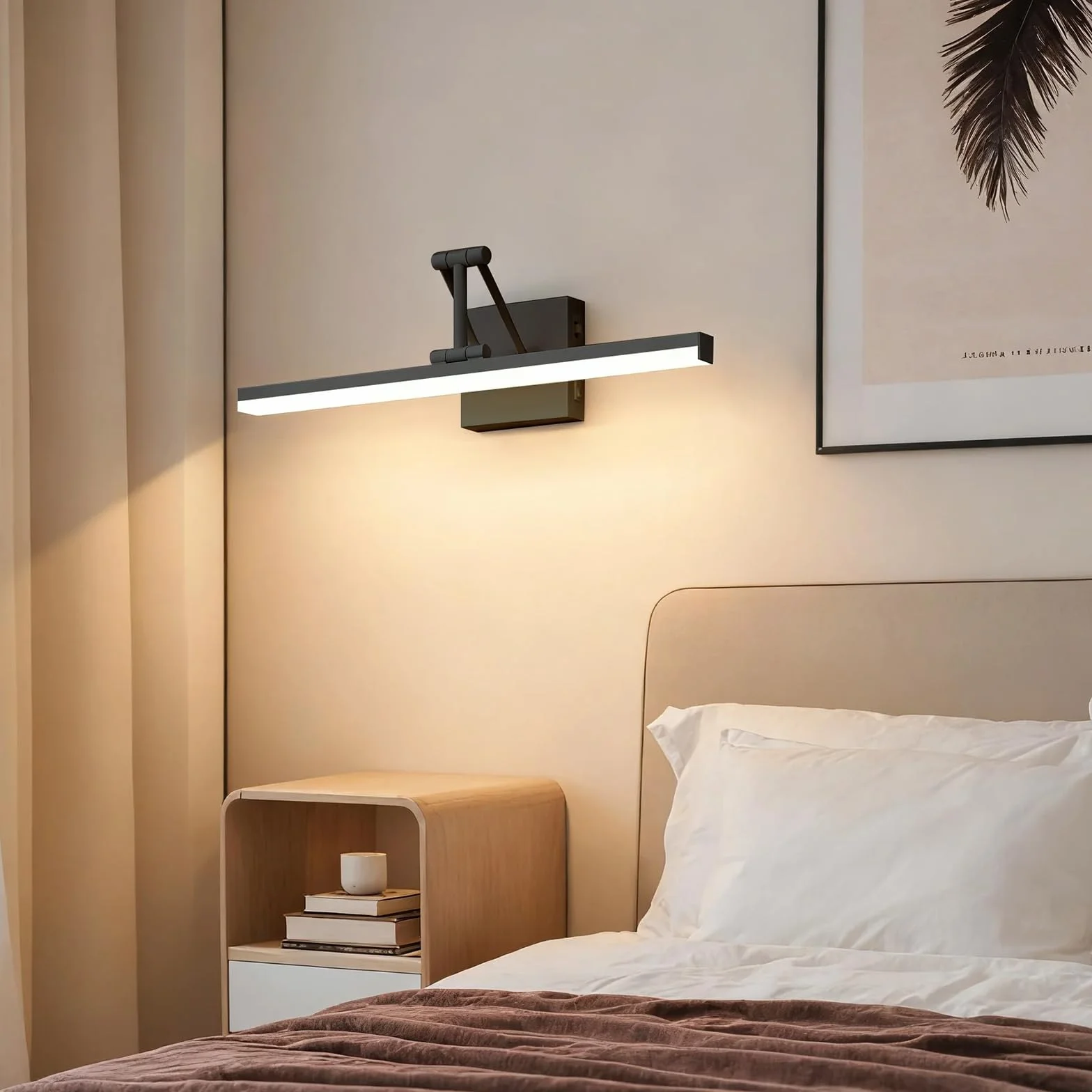 Sytmhoe Lampa Łazienkowa Nad Lustro 3000K 4000K 6000K Zmienny z Wspornik Teleskopowy,12W 960LM Ip44 Oświetlenie Obrazów z Wyłącznikiem, 48,5CM Kinkiet Do Łazienki Nad Lustro Czarny