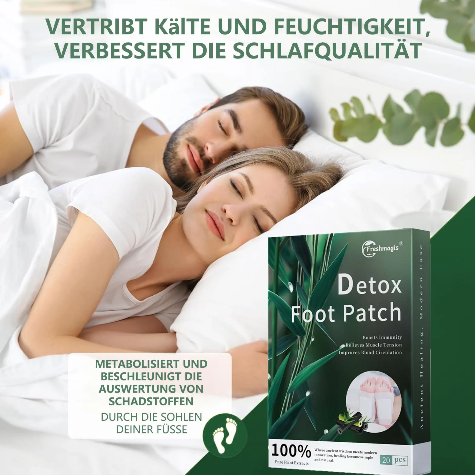 RYSEAB Plastrówki Detox dla Stóp, Ultra Detox, Naturalna Terapia Detoksykacyjna - 20 sztuk