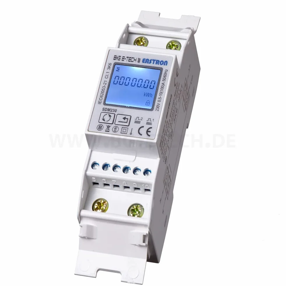 SDM230 Modbus RS485 jednofazowy miernik energii, monitor zużycia mocy, 100 amperów kWh, miernik mocy na szynę DIN, Modbus RS485 RTU z podświetleniem, certyfikowany MID
