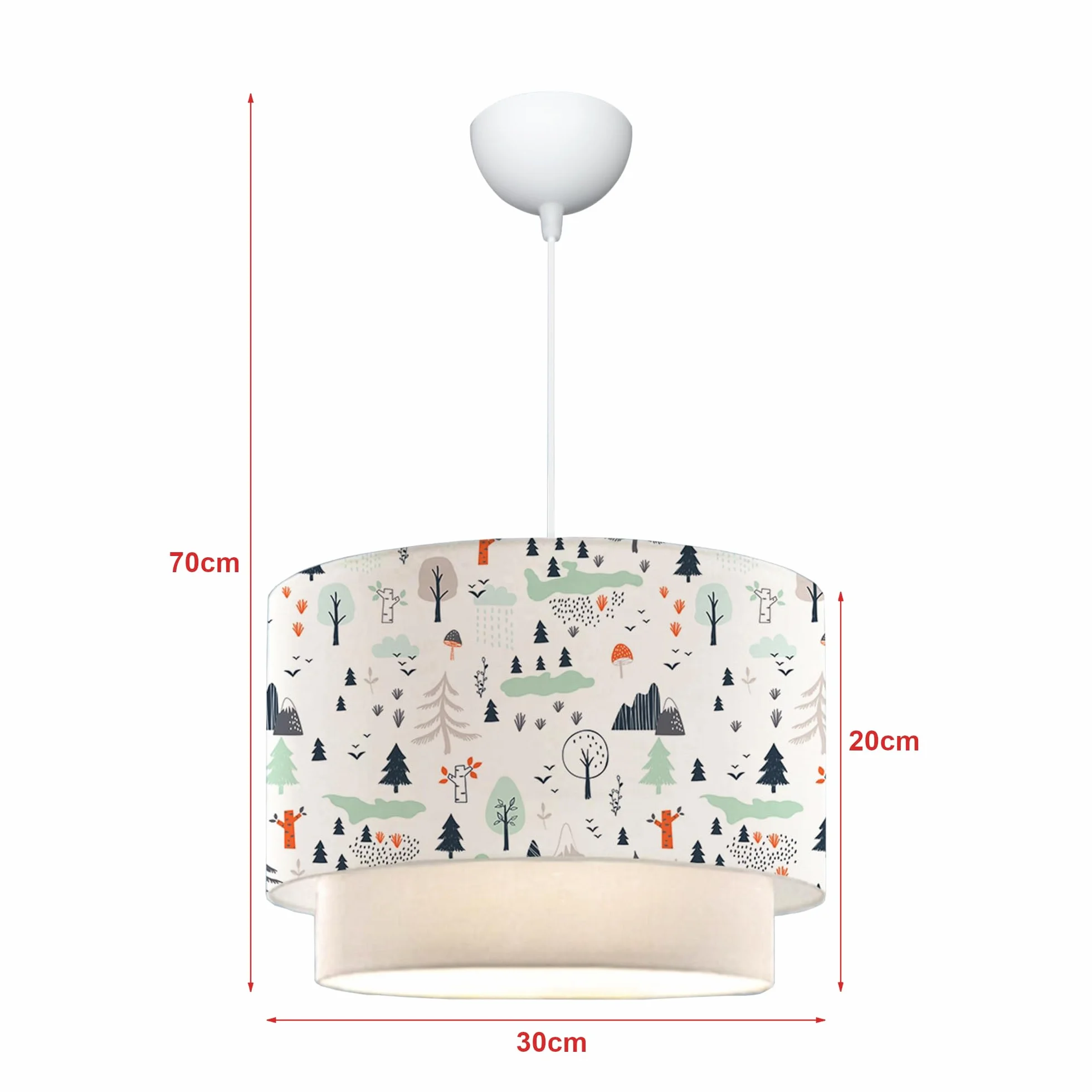 Lux.pro Lampa sufitowa E27 z abażurem z tkaniny, motyw drzewa, 70 cm, biała