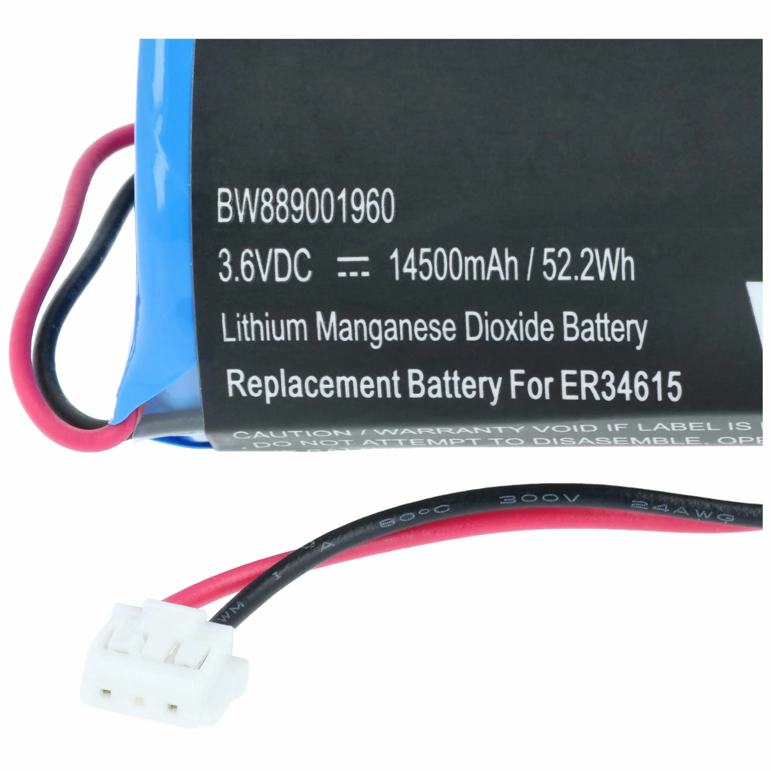 vhbw Bateria kompatybilna z DSC WT4911, system alarmowy IMPASSA, system alarmowy, radiowa syrena zewnętrzna (14500 mAh, 3,6 V, Li-MnO2)