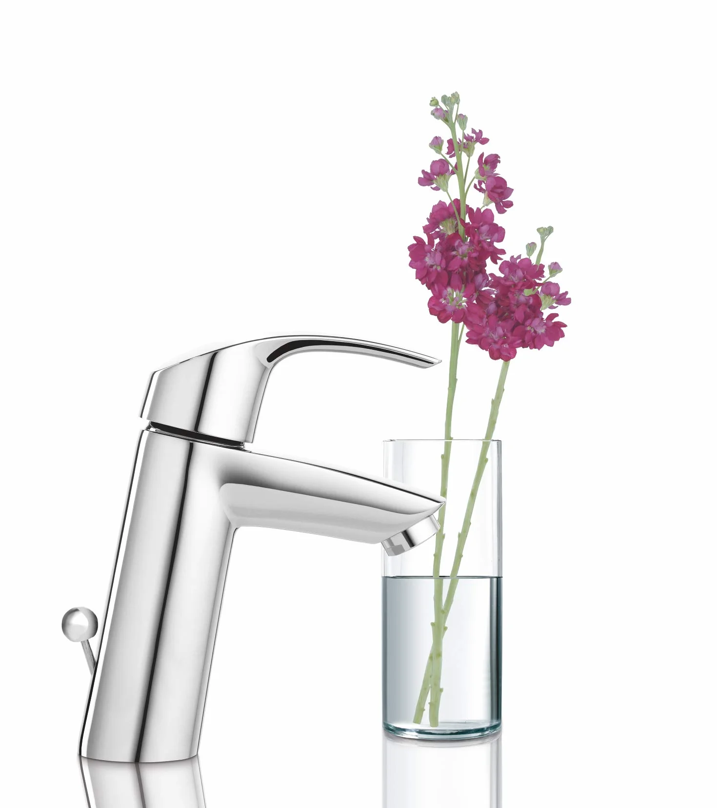 GROHE Eurosmart - Bateria umywalkowa z zestawem odpływowym (średnio wysoka wylewka, metalowa dźwignia, technologia oszczędzania wody, głowica ceramiczna 28 mm, króćce 3/8 cala), rozmiar 169 mm, chrom