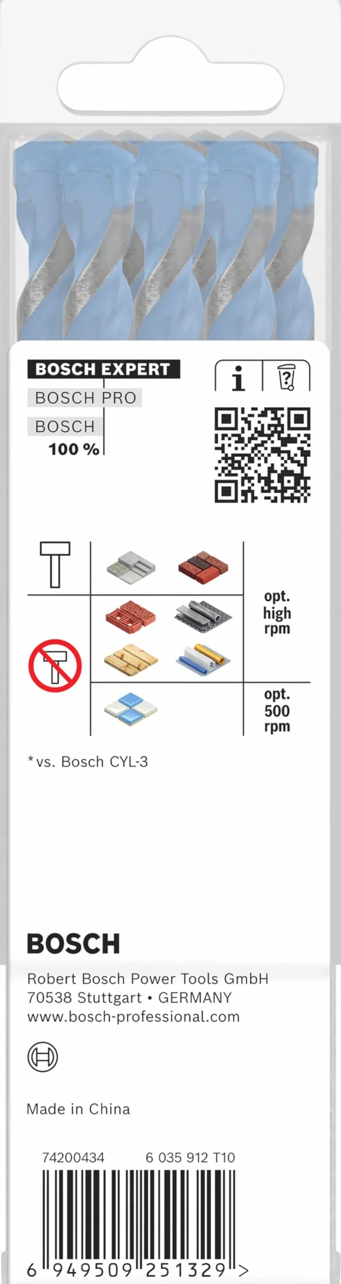 Bosch 8x Wiertło EXPERT HEX-9 Multi Construction (do Beton, Miękkie płytki ceramiczne, Ø 10,00 mm, Professional Akcesoria Wiertarki)