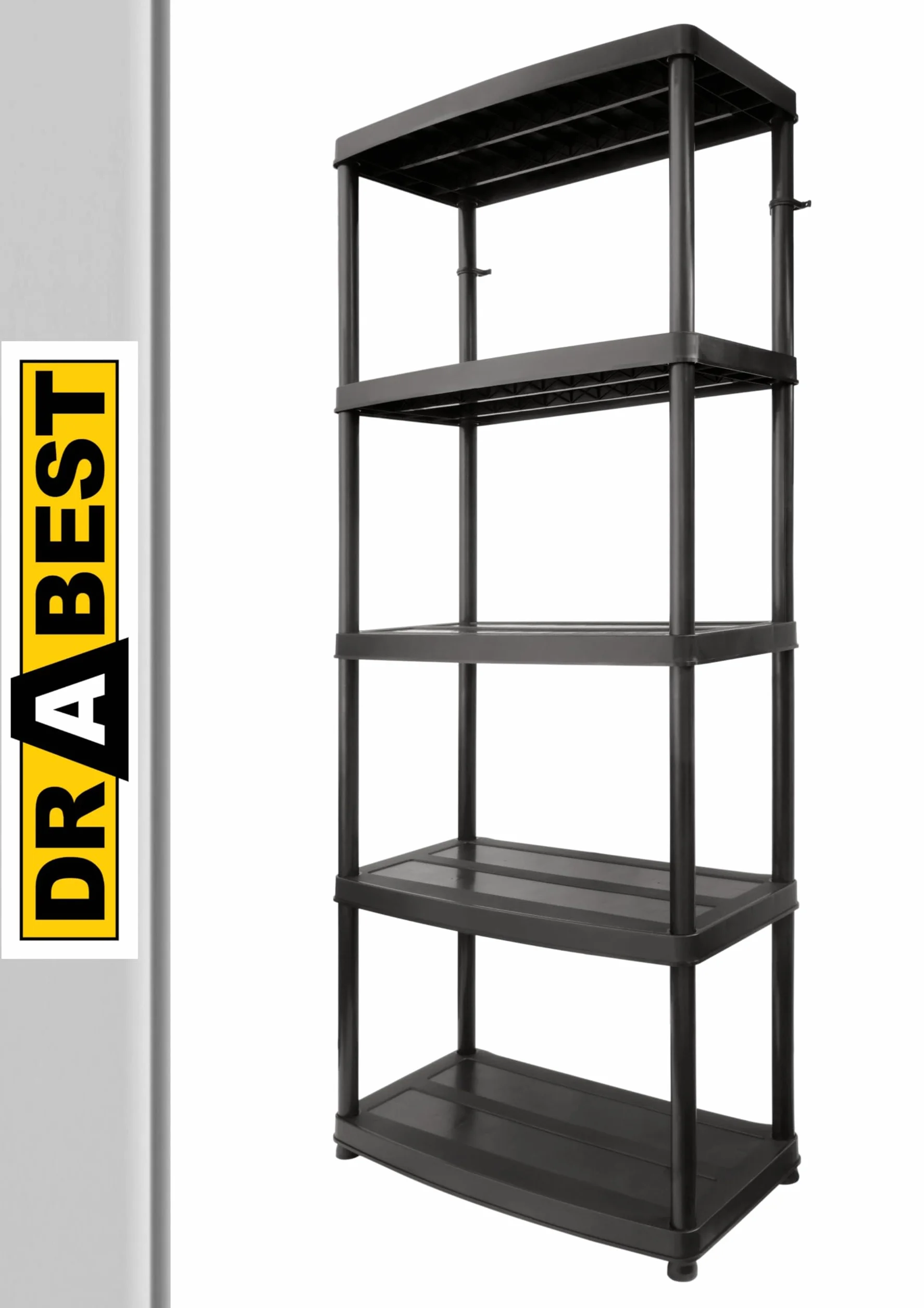 DRABEST Plastikowy regał magazynowy 5 Półek 180x74x40cm Udźwig 50kg na półkę