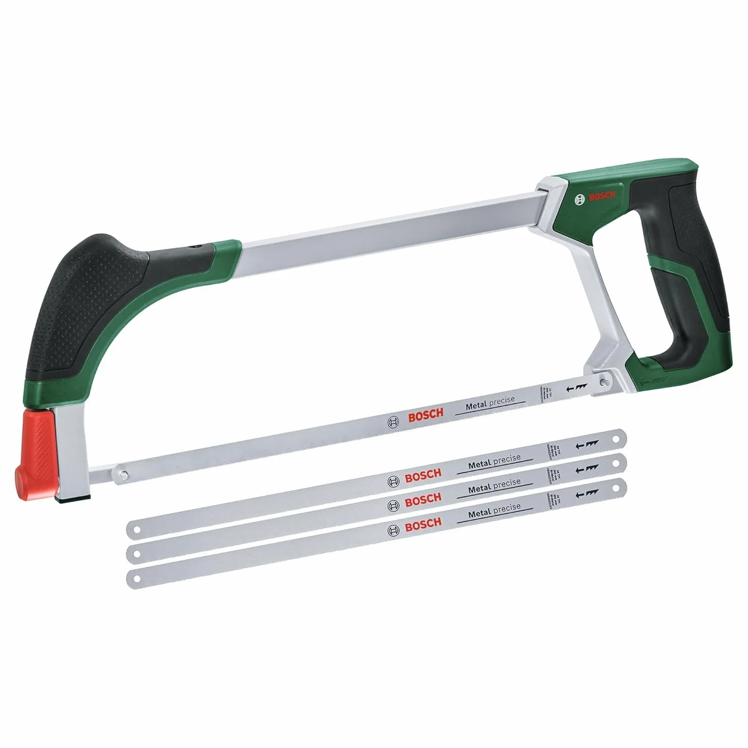 Bosch piłka do metalu 300 mm + 3 zapasowe brzeszcz. (4 trwałymi bimet. brzeszcz. do metalu, drewna i inn. materiałów, mechanizm szybk. zwalniania brzeszczotu, miękka okł. Softgrip) – Amazon Edition
