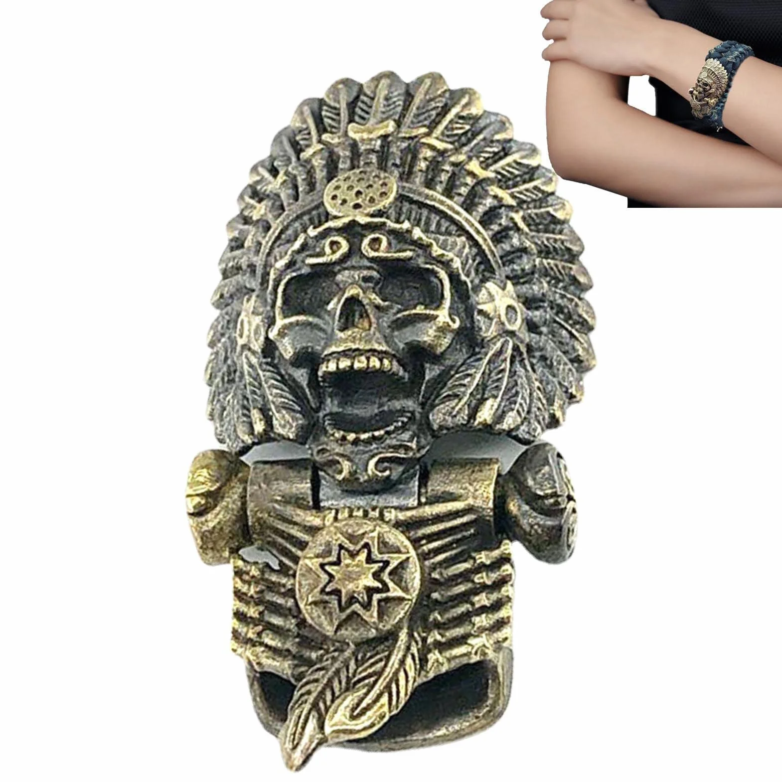 Szkieletowa bransoletka - Mosi? ?na bransoletka z czaszk? szefa - Akcesoria do bransoletek Paracord Fajne bransoletki Szmatka do polerowania Odlewanie pró?niowe dla m? ?czyzn Kobiety Prezent Eastuy