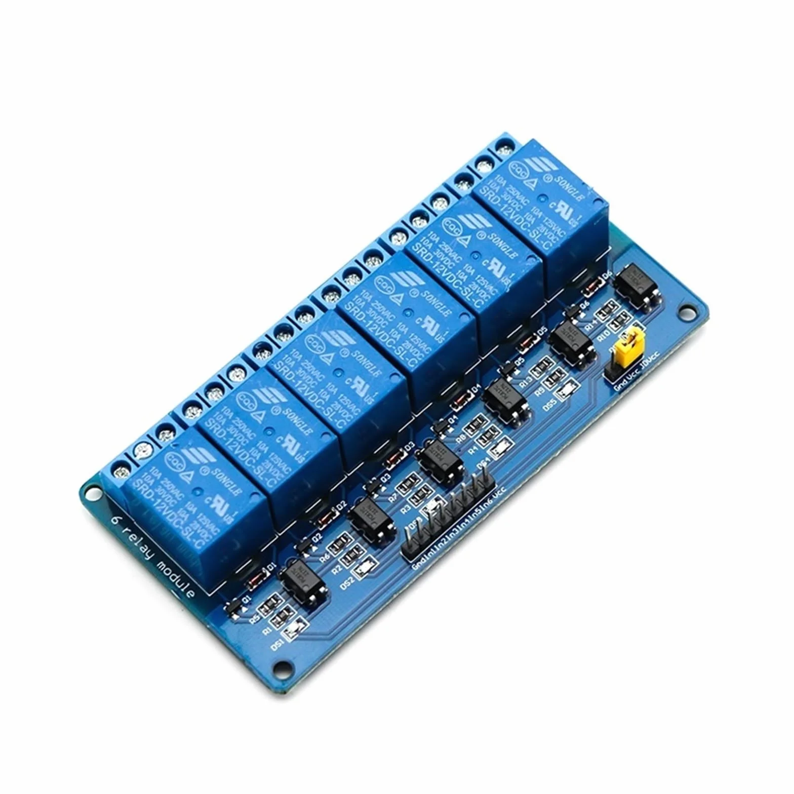 Moduł przekaźnikowy 5 V 12 V 24 V z wyjściem transoptora 1 2 4 6 8 16 Way 1 szt. (12 V, 6-drożny)