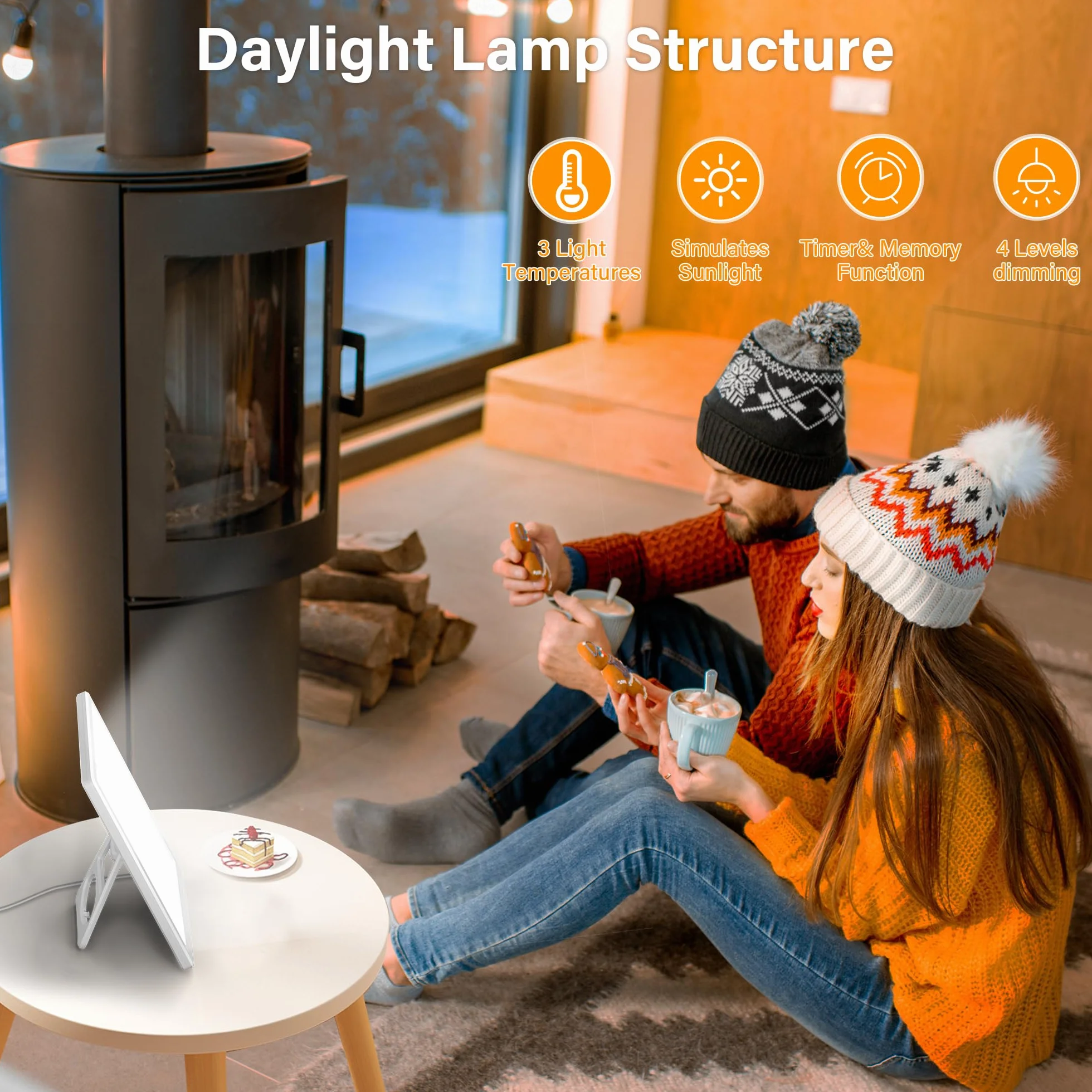 Bravmate Lampa dzienna 10 000 luksów, światło dzienne z uchwytem regulowanym 45°, sterowanie dotykowe, lampa słoneczna, bez promieni UV, 3 temperatury barwowe, światło dzienne do pracy lub domu