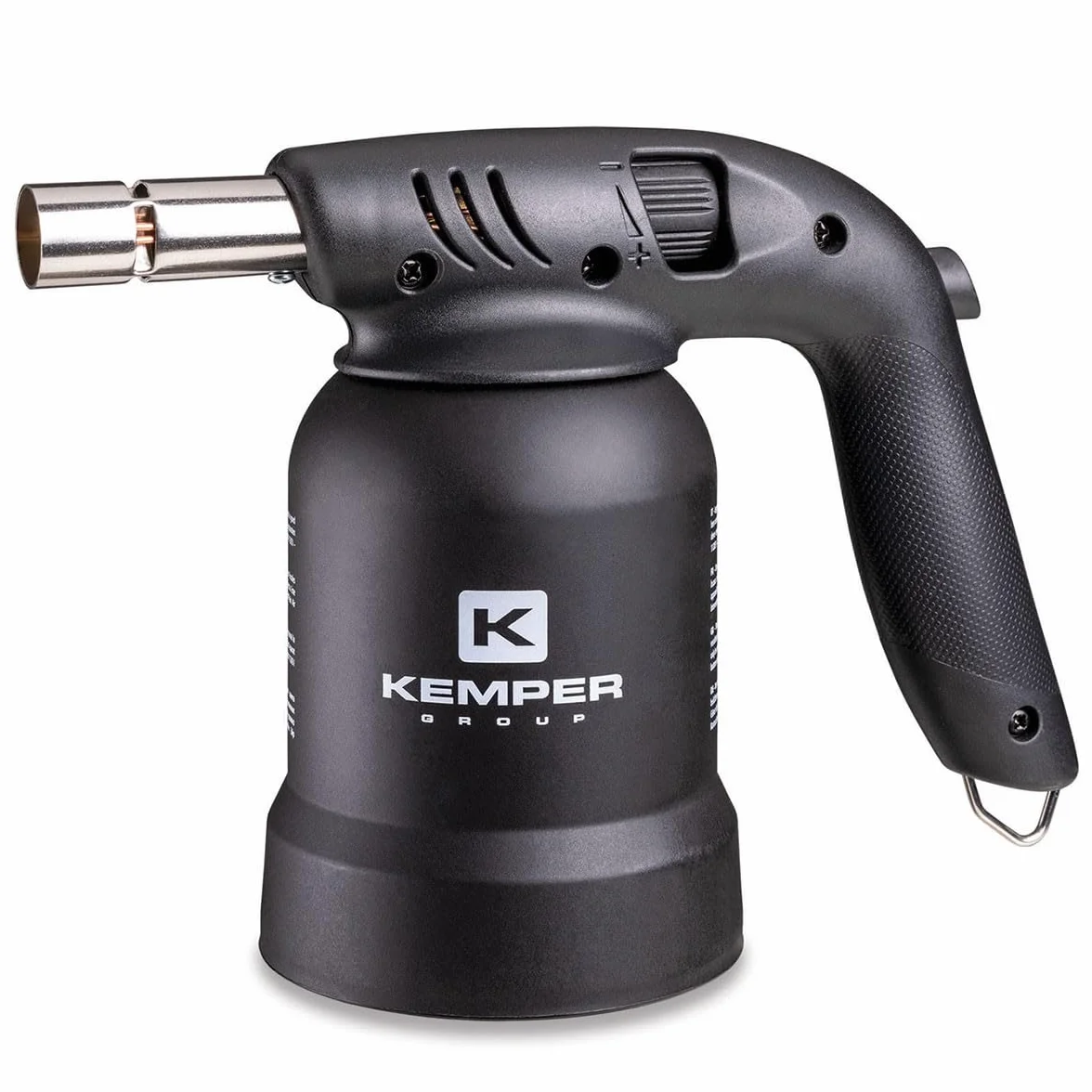 Profesjonalna lampa lutownicza gazowa Użycie 360° Zapłon piezo + 4 wkłady gazowe przebijalne BLACK EDITION KEMPER