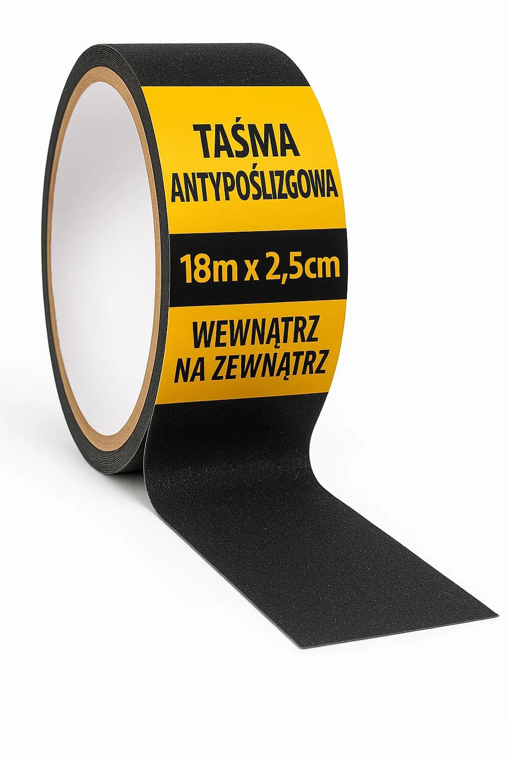 Taśma antypoślizgowa [18 m × 2,5 cm] | Czarna | Samoprzylepna taśma zabezpieczająca schody i podłogi | Do wnętrz i na zewnątrz | Paski antypoślizgowe na stopnie