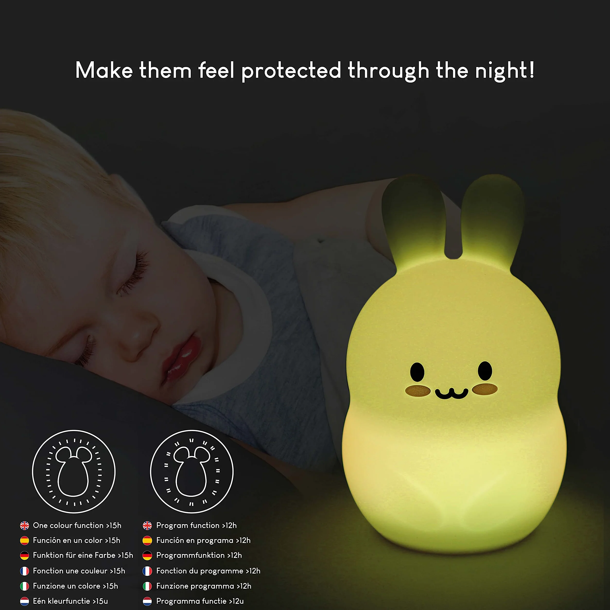 BONNYCO Lampka Nocna dla Dzieci z Pilotem i Sterowaniem Dotykowym 16 Kolorów. Światło Dziecięce z Timerem, Bezpieczna Lampka LED bez BPA. Upominki dla Dziewczynek i Chłopców