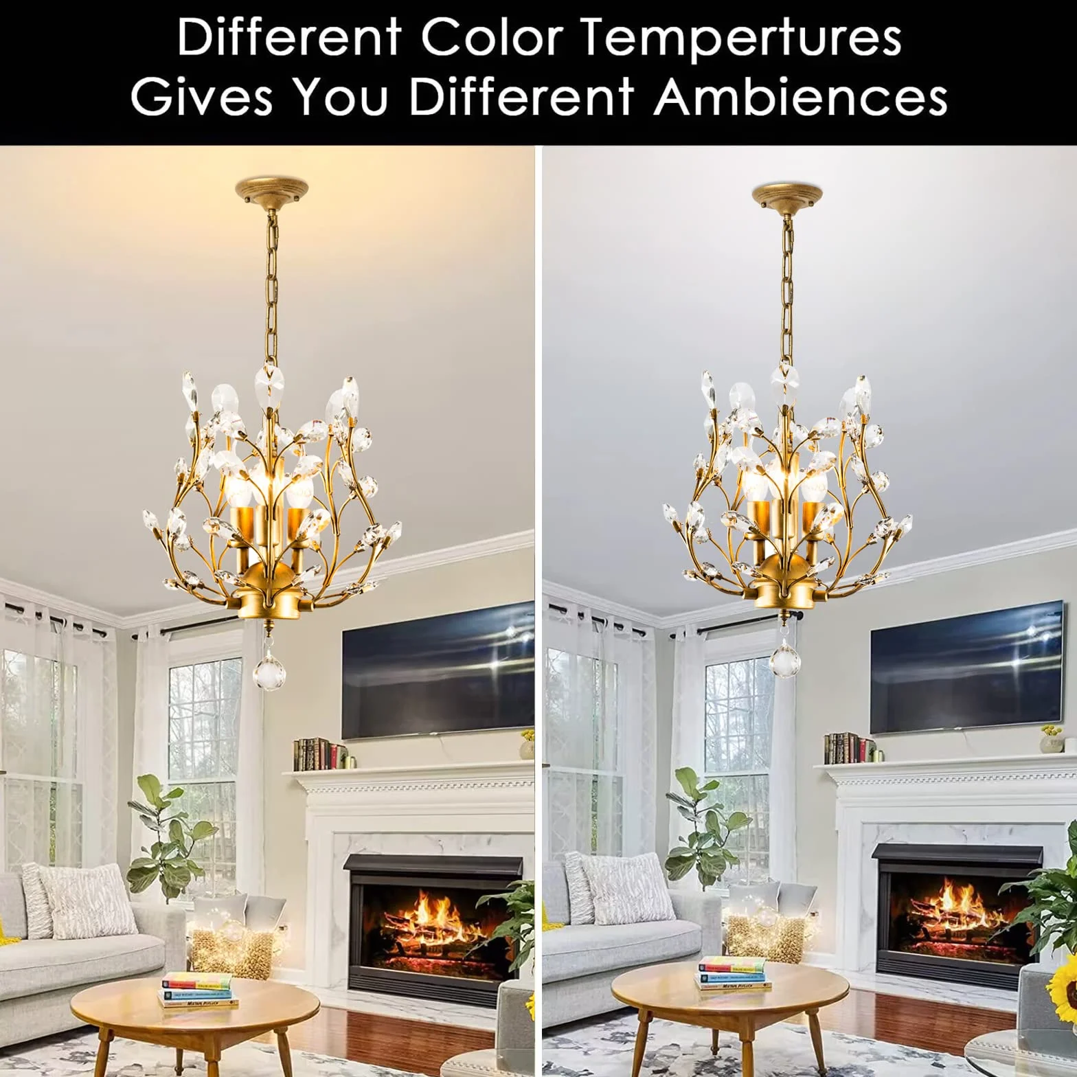 Ganeed Kryształowe żyrandole K9 Crystal Pendant Light Chandelier Lighting Fixtures Ceiling Light for Living Room Bedroom Restaurant Hallway Gold 3 Lights
