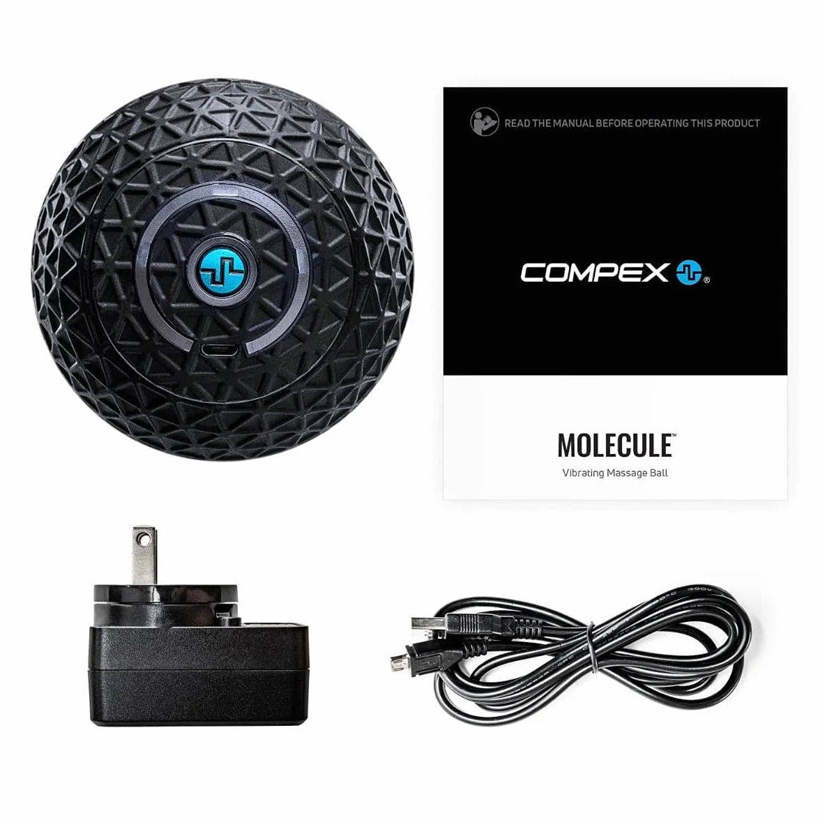COMPEX Molecule Wibrująca piłka do masażu 4 prędkości wibracji ergonomiczna przenośna