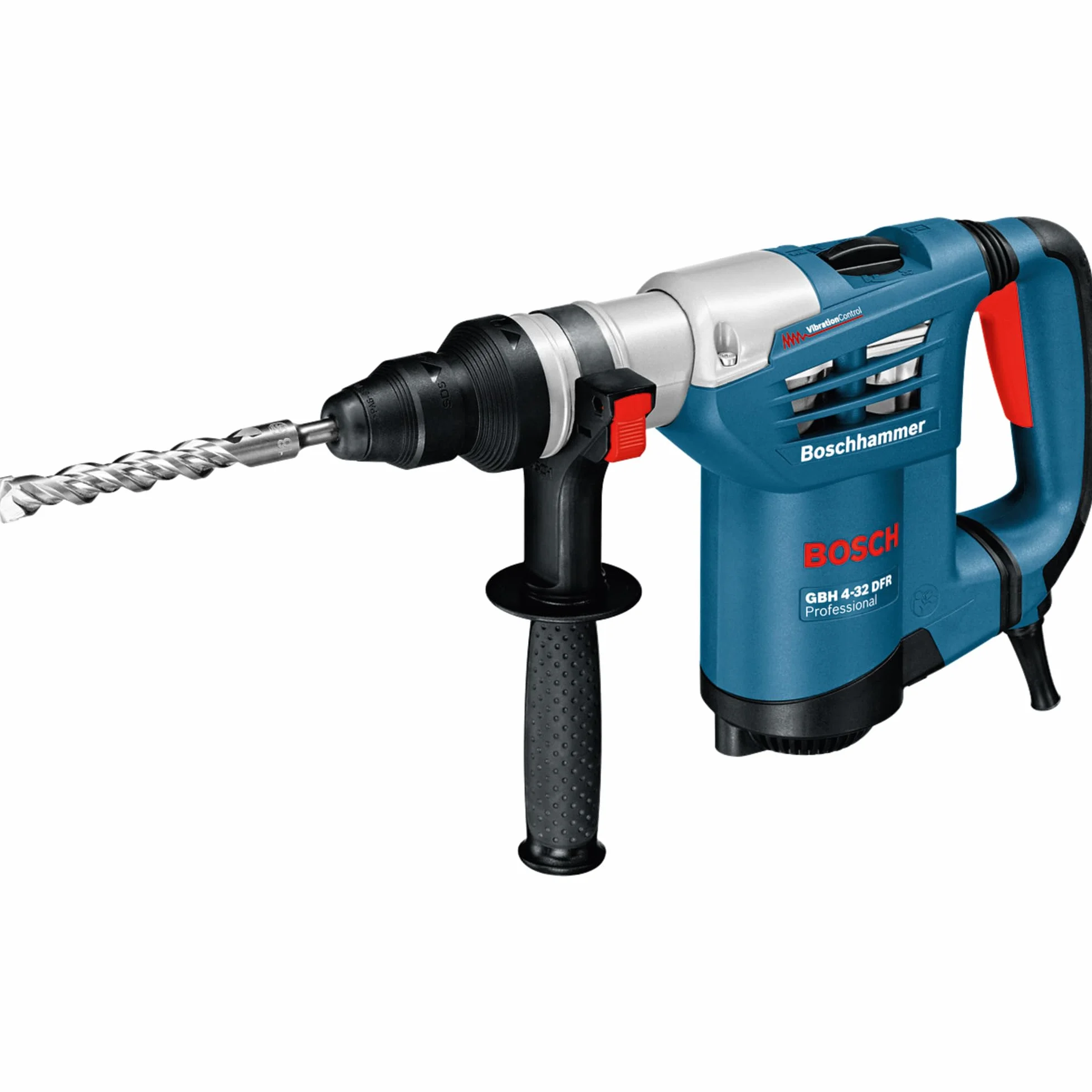 Bosch Professional Młot udarowo-obrotowy GBH 4-32 DFR (900 W, 4,2 J, SDS plus, wszechstronny młotek wielofunkcyjny, ogranicznik głębokości 310 mm, w zestawie dodatkowy uchwyt i ściereczka do maszyny,