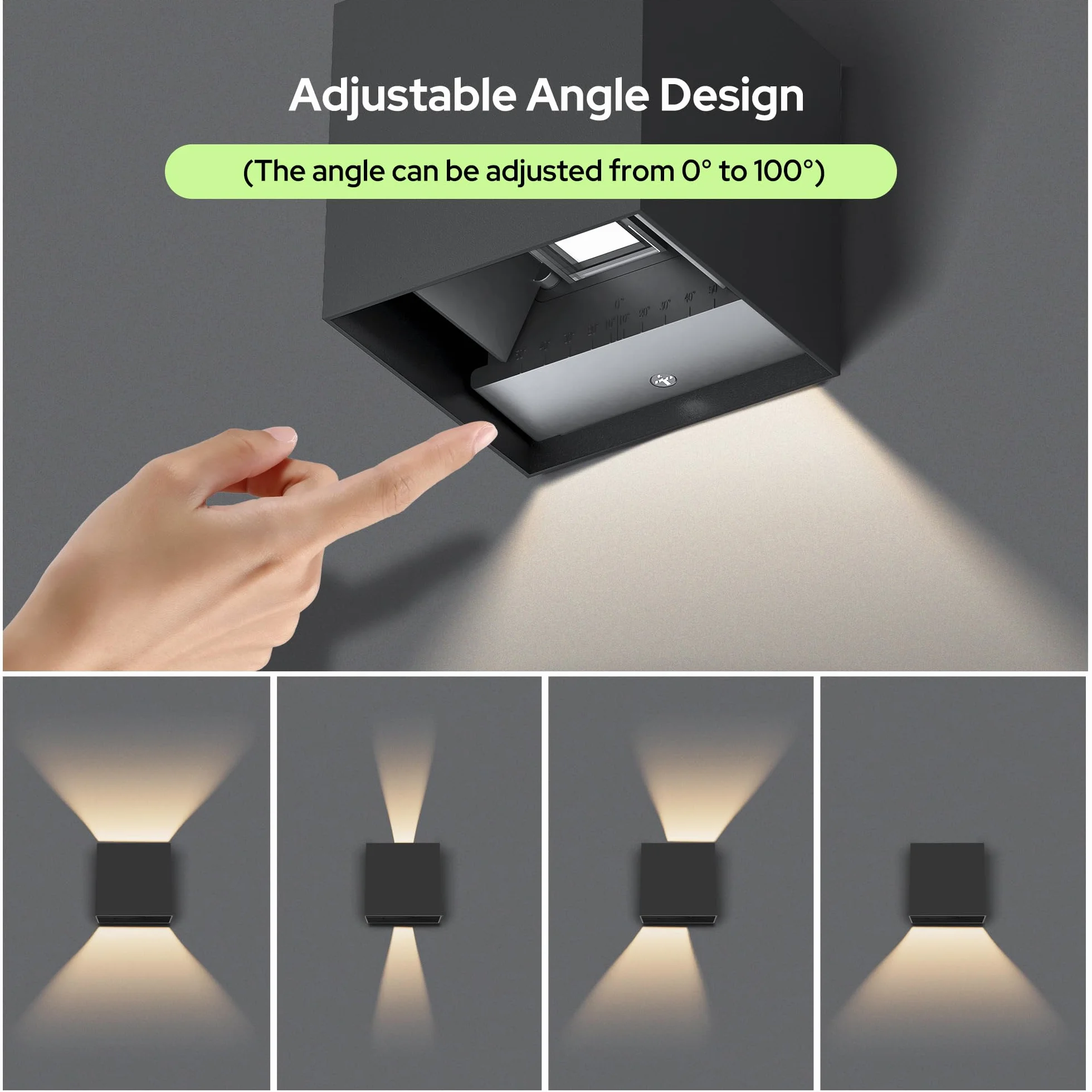 auralab Aluminiowy Kinkiet Zewnętrzny 620LM, Regulowany kąt Świecenia Lampa Zewnętrzna 6W, Zewnętrzna Ścienna Lampa LED Góra Dół 4000K, IP65 Wodoodporna na Ganek, Taras, Ogród, Sypialnia
