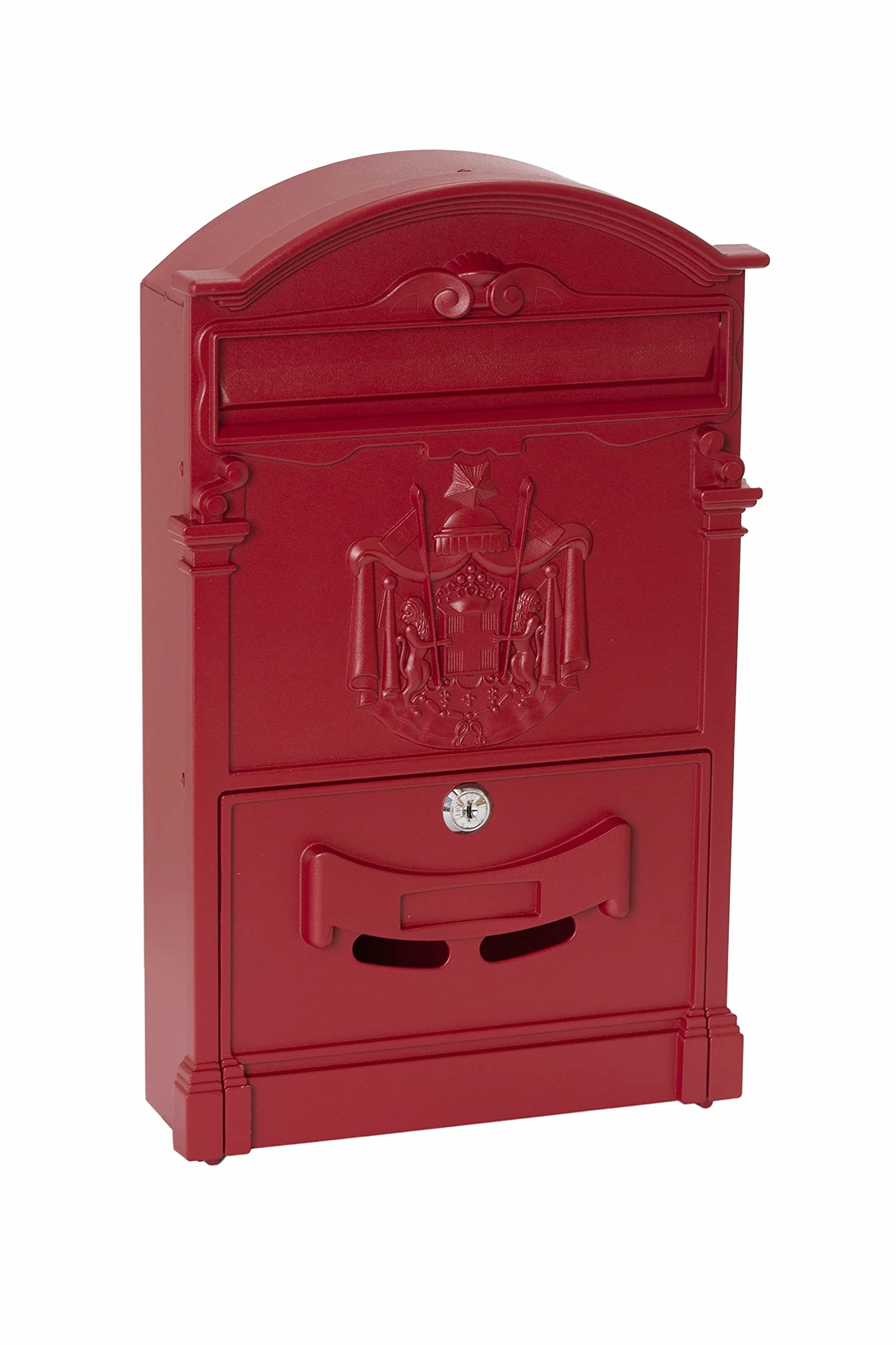 Arregui Residencia D-2151/V indywidualna skrzynka na listy z Aliminium w klasycznym stylu, rozmiar M (DIN A4), czerwona, 42 x 26 x 9 cm