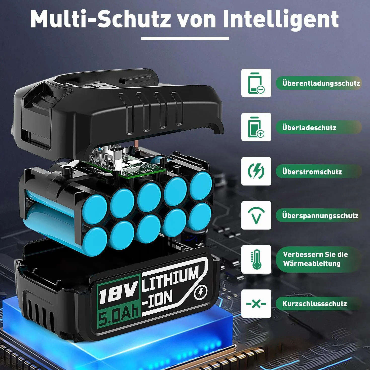 Akumulator 18 V kompatybilny z domem i ogrodem Bosch, akumulator 5,0 Ah do Gloria, kompatybilny z Bosch 18 V PBA PSB PSR