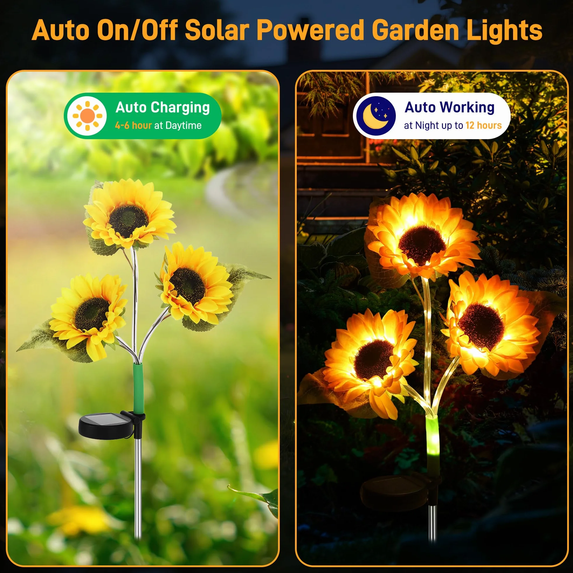 Starvortex 2-Pack światła solarne do ogrodu na zewnątrz, wodoodporne światło solarne do ogrodu, akcesoria ogrodowe z 60 LED, dekoracyjne światła solarne na ścieżki, trawnik, balkony, imprezy