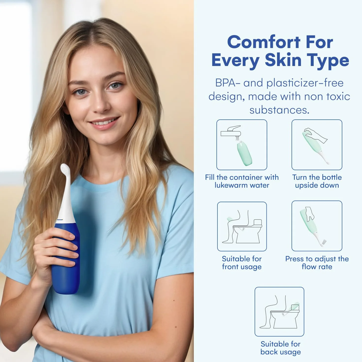 Happy Po prysznic 2.0 | bidet Easy | mobilny bidet podróżny | prysznic do miejsc intymnych | ciemnoniebieski
