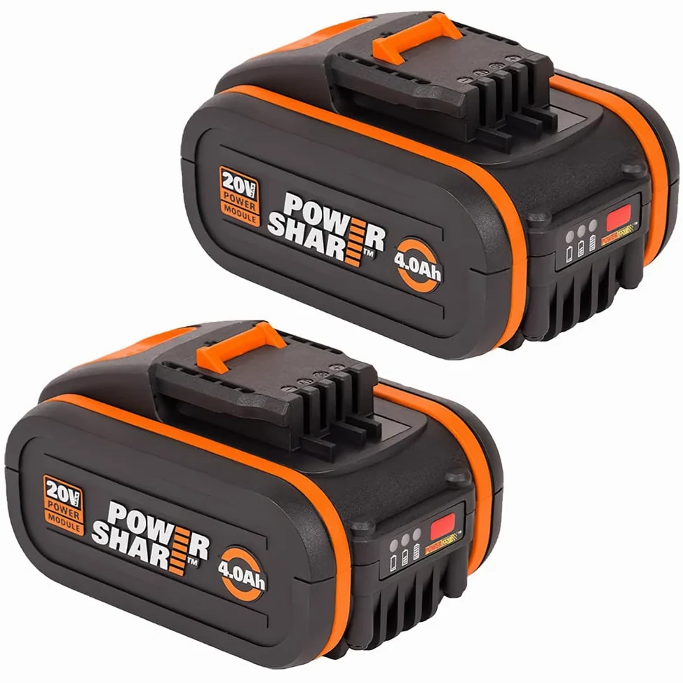 Worx WA3553.2 Zestaw Akumulatorów Litowo-Jonowych, 80 W, 20 V, Czarny/Żółty, 2 x 4000 mAh
