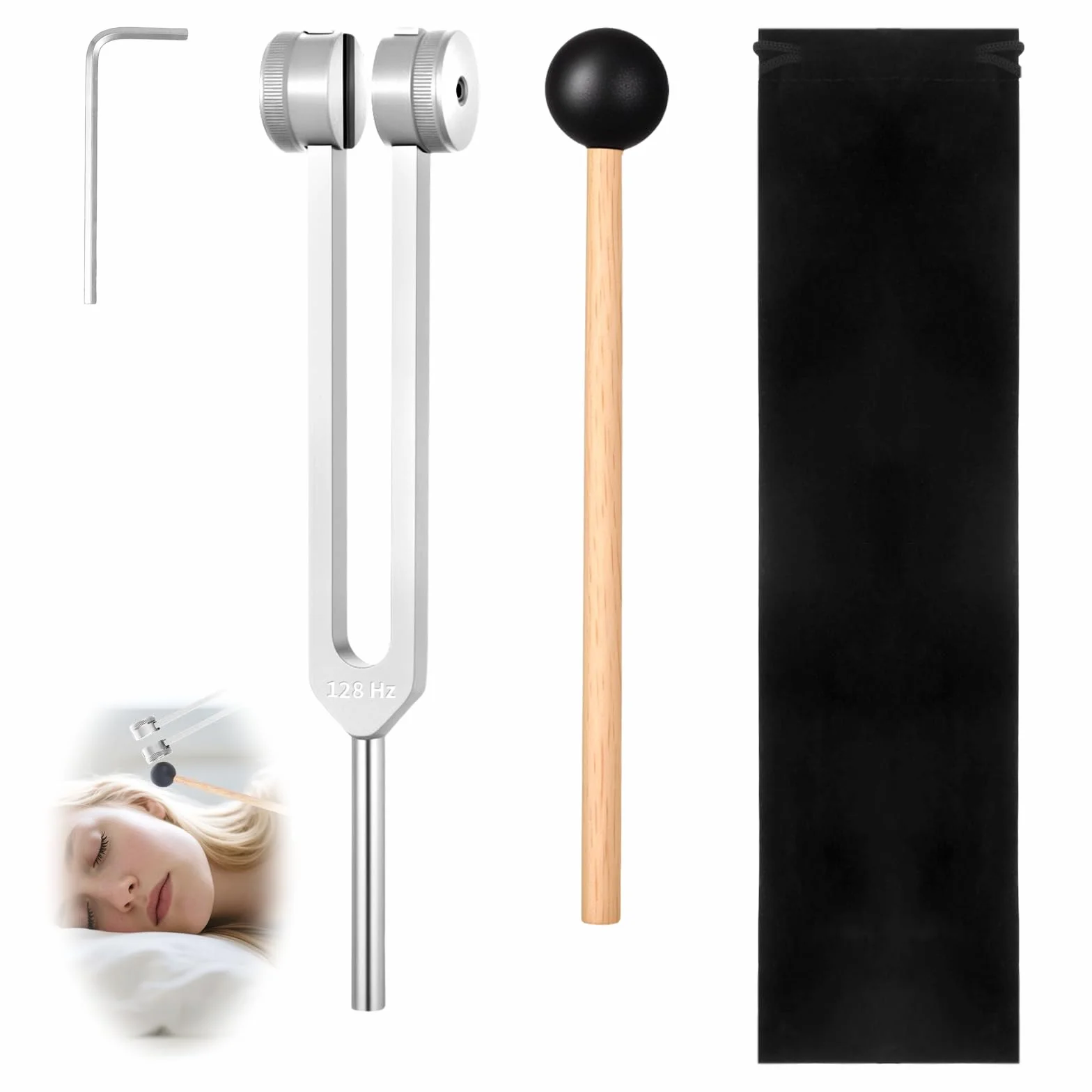 Zestaw do terapii kamertonem 128 Hz, stop aluminium, 21,7 cm