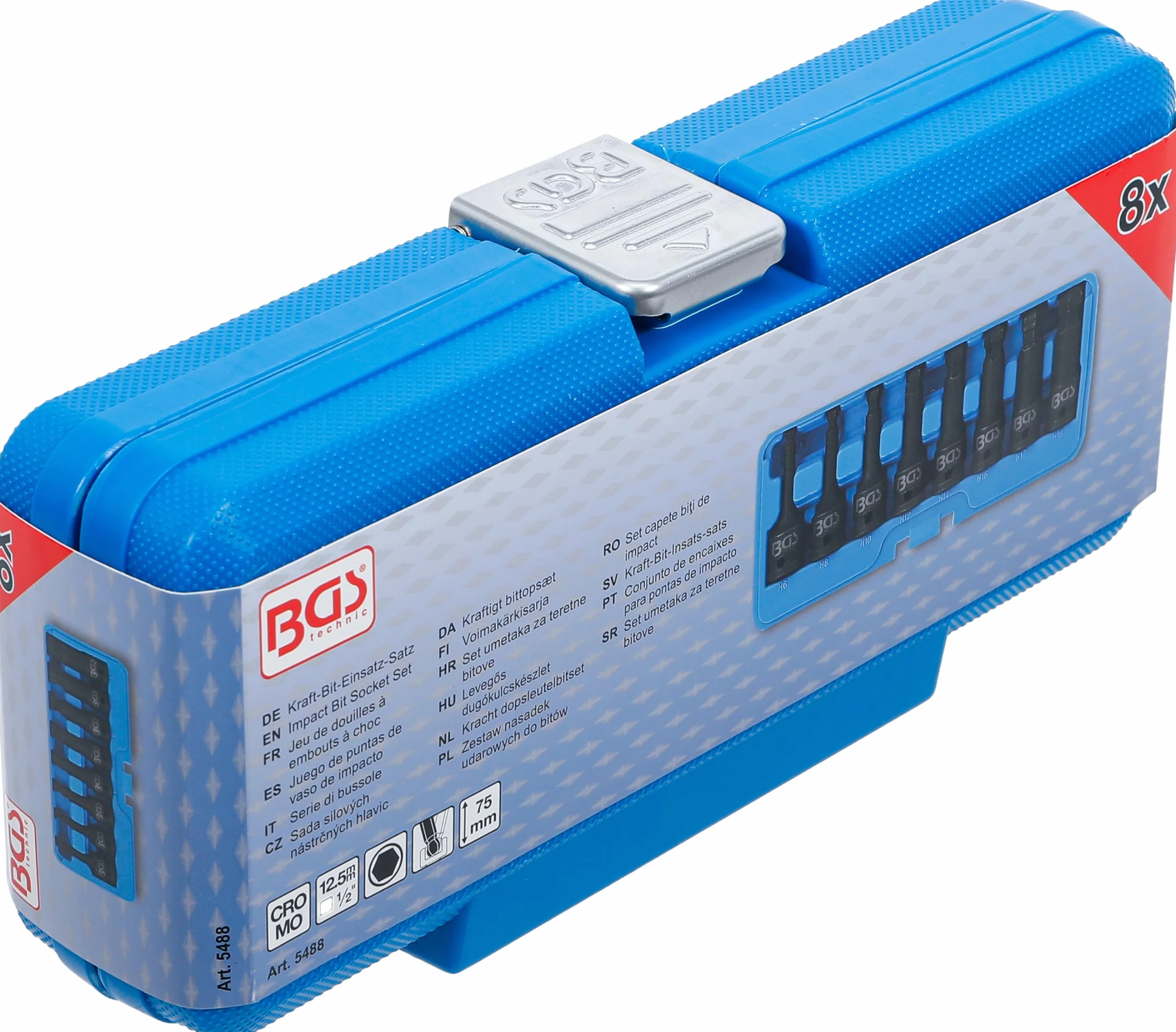 BGS 5488 Zestaw wkładów Kraft-Bitów 75 mm 12,5 mm (1/2") Gniazdo sześciokątne z głowicą kulową 6-19 mm 8-częściowy