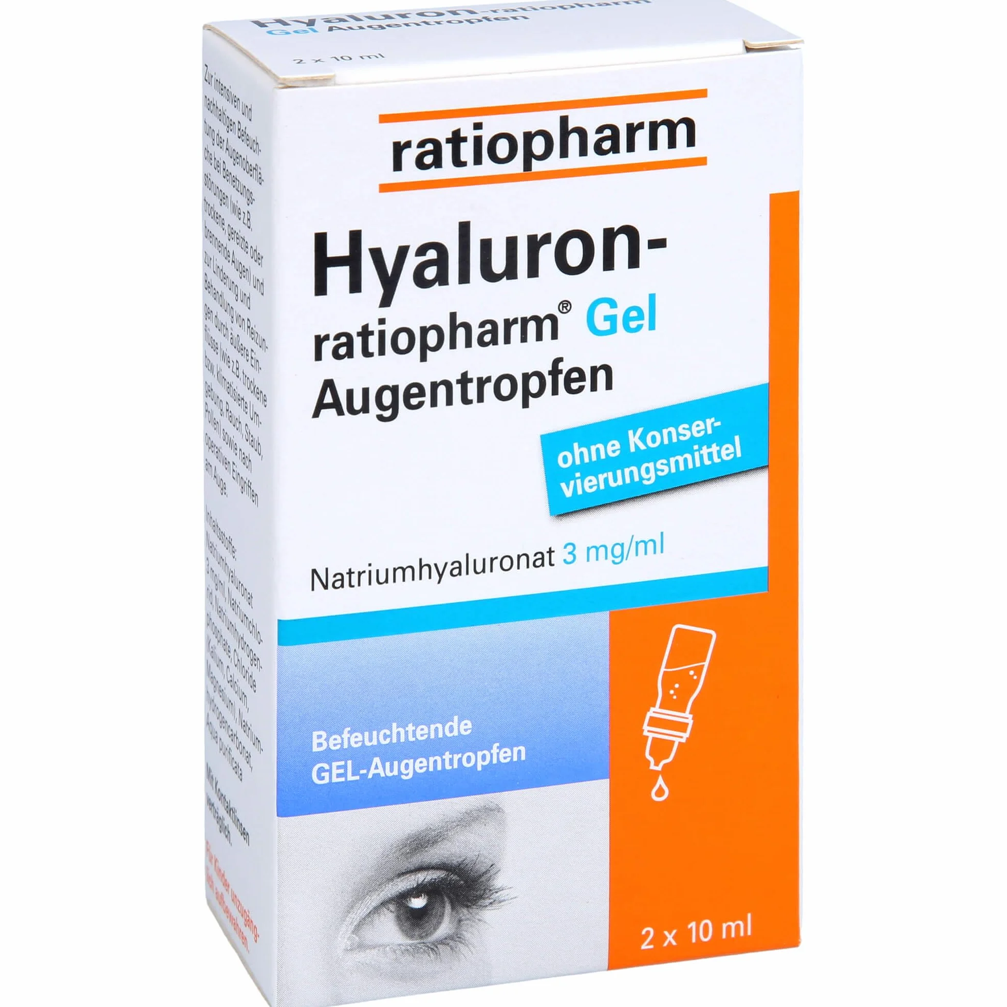 HYALURON-RATIOPHARM żel krople do oczu 2 x 10 ml