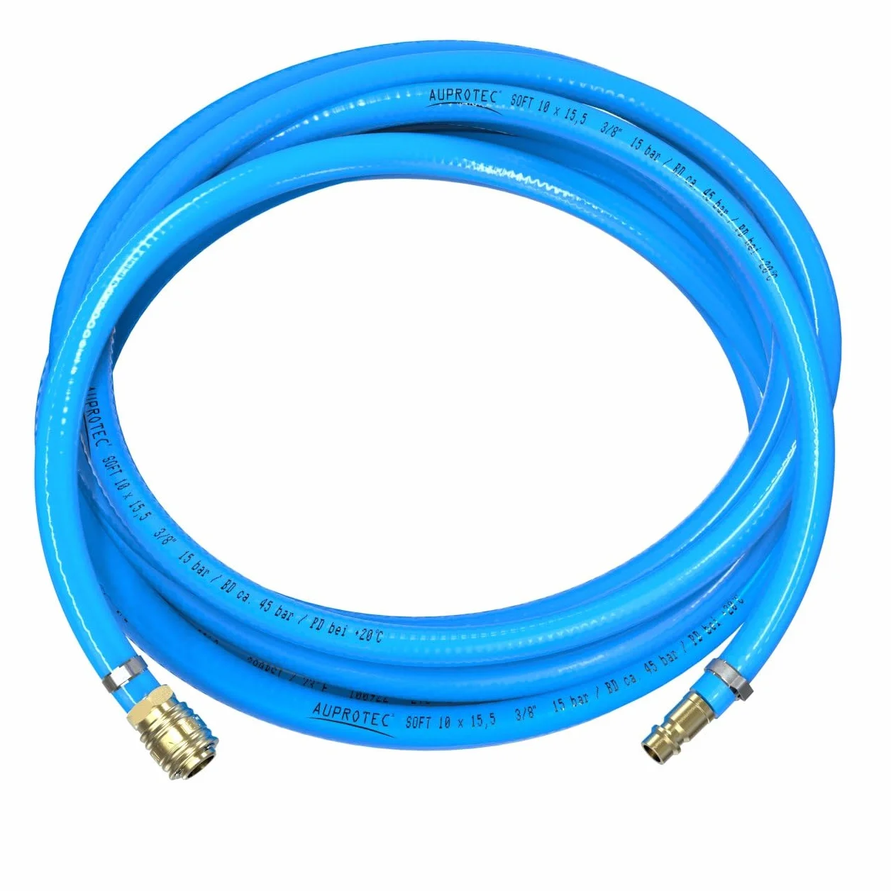 AUPROTEC Wąż do sprężonego powietrza zestaw 10 mm Ø wewnętrzna 10 m wąż PCW I z mosiężnym szybkozłączem do kompresora sprężonego powietrza I AUPROTEC wąż kompresorowy bardzo elastyczny