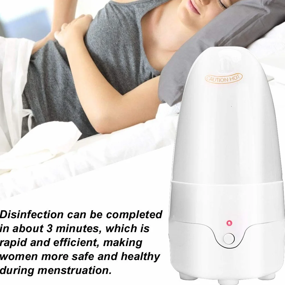 Kubeczek menstruacyjny Sterylizator parowy, kubek menstruacyjny Przenośny sterylizator menstruacyjny Parowiec do dezynfekcji kubków menstruacyjnych, szybka dezynfekcja w 3 minuty (biały)