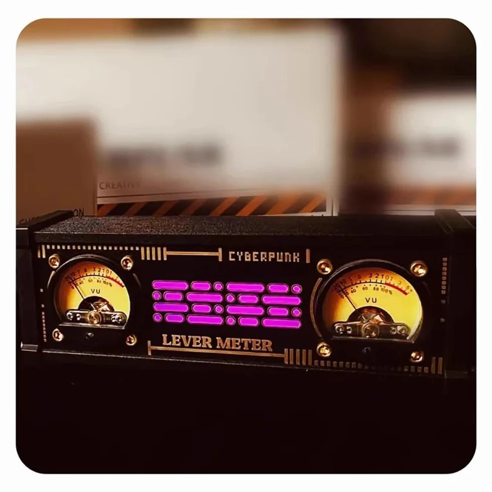 Miernik VU aktywowany dźwiękiem, z podświetleniem RGB, poziom dźwięku mikrofonu stereo, wskaźnik poziomu dźwięku na komputerze stacjonarnym, do domowych systemów audio