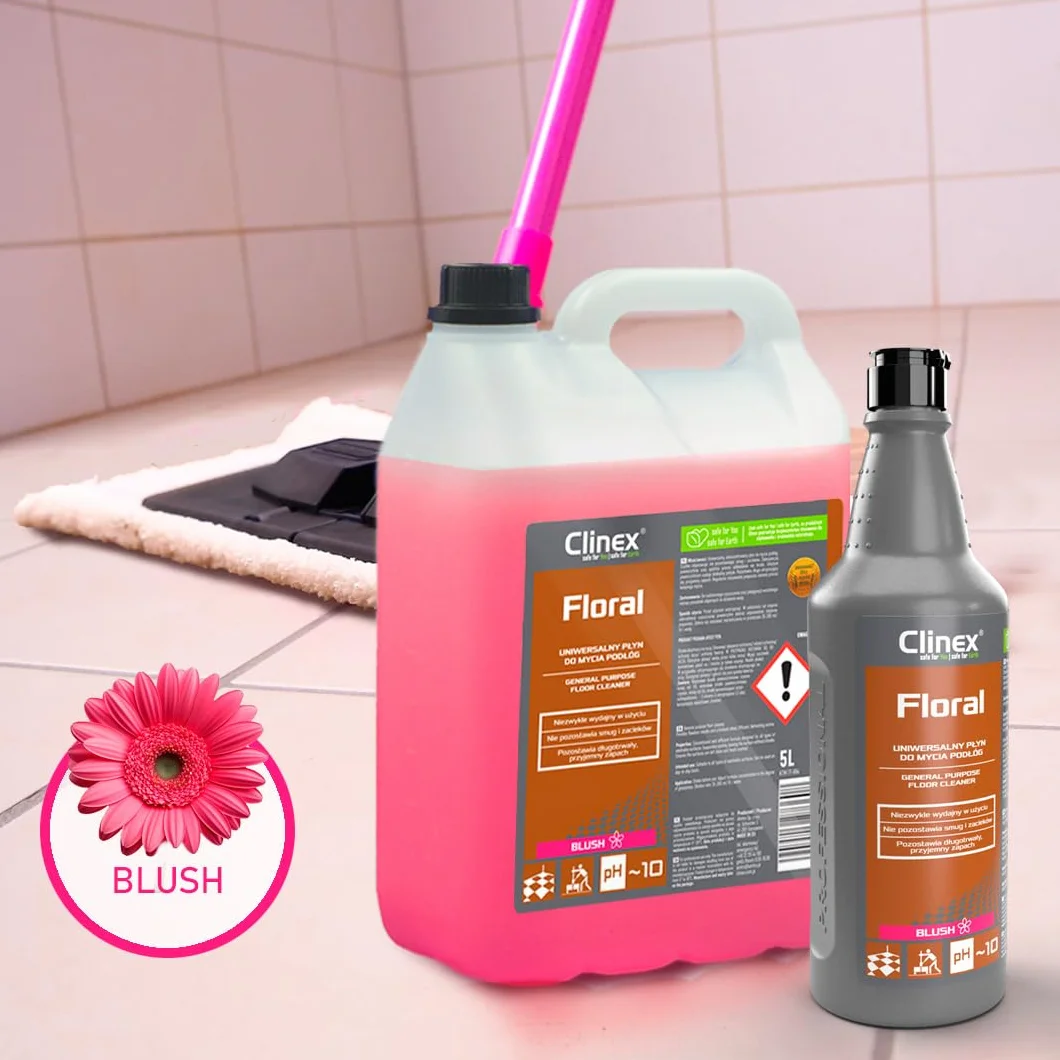 Clinex środek do czyszczenia podłóg FLORAL BLUSH, 1 l, uniwersalny środek do czyszczenia podłóg, parkietu, płytek, koncentratu czyszczącego/do czyszczenia płynu/środka czyszczącego