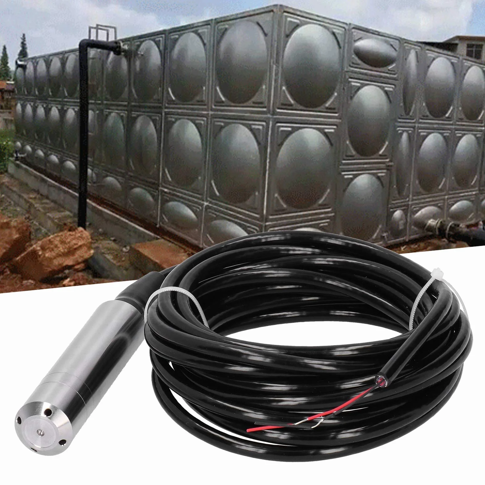 Przetwornik poziomu cieczy YB‑2J‑F Przetwornik poziomu cieczy Kabel 5m Czujnik poziomu wody Detektor 12‑32VDC 4‑20mA(0-7m)