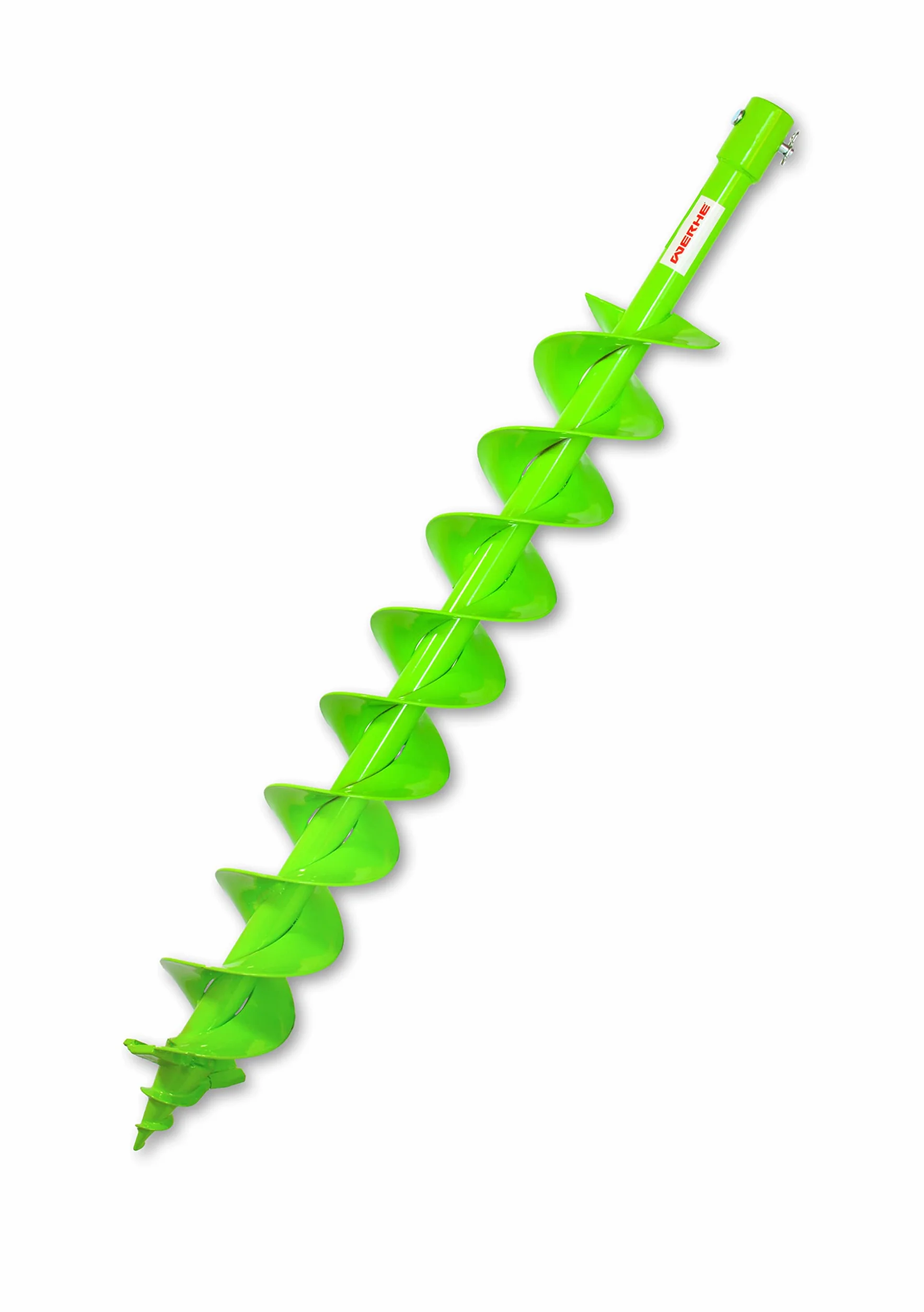 WERHE świder ziemny Ø 100 mm, podwójna spirala, grot z węglika, adapter Hex | do otworów do sadzenia, słupki ogrodzeniowe, prace ogrodowe, wytrzymała spirala stalowa, zielone malowanie proszkowe