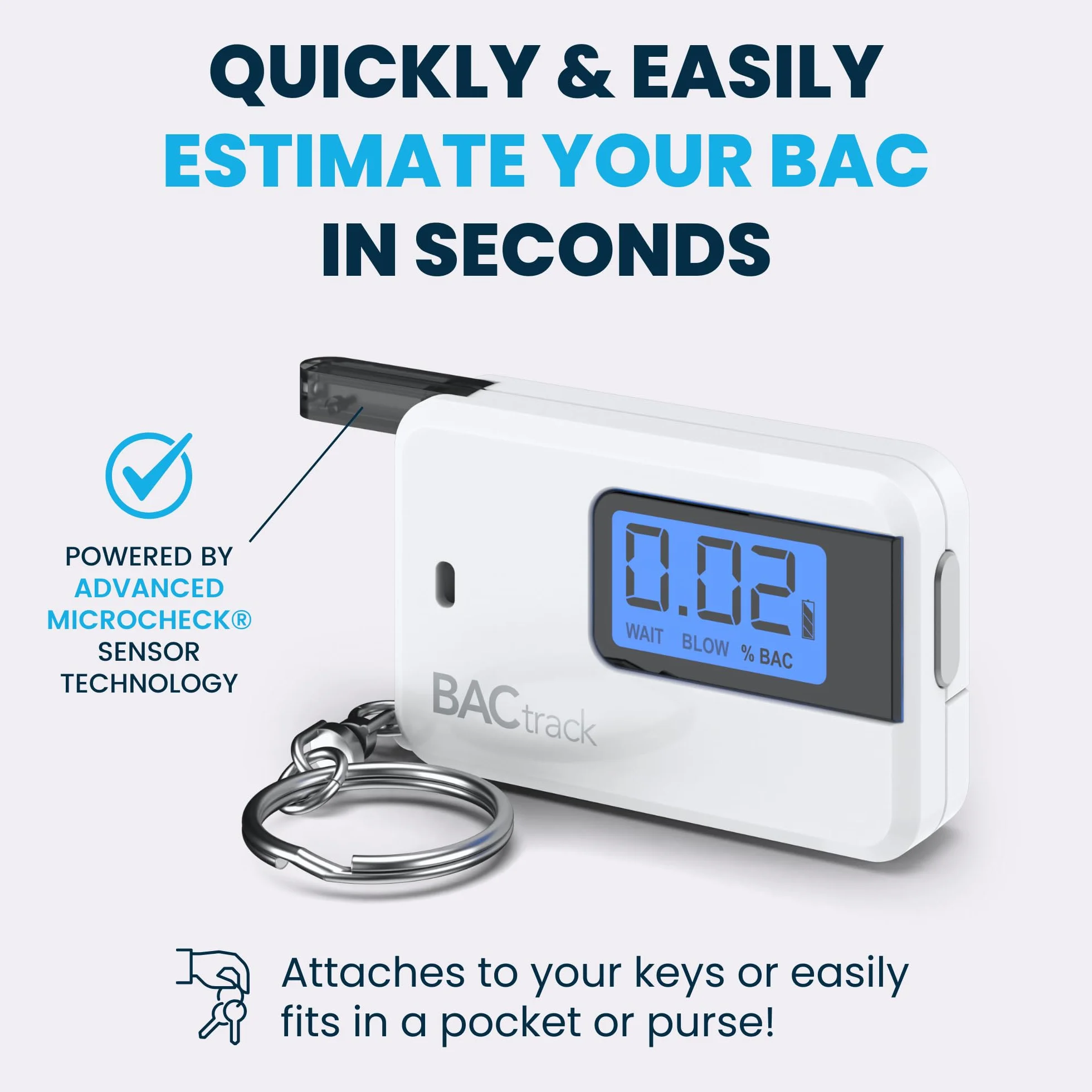 Alkomat BACtrack Keychain Go (Biały) | Ultraprzenośny kieszonkowy tester stężenia alkoholu z breloczkiem do użytku osobistego