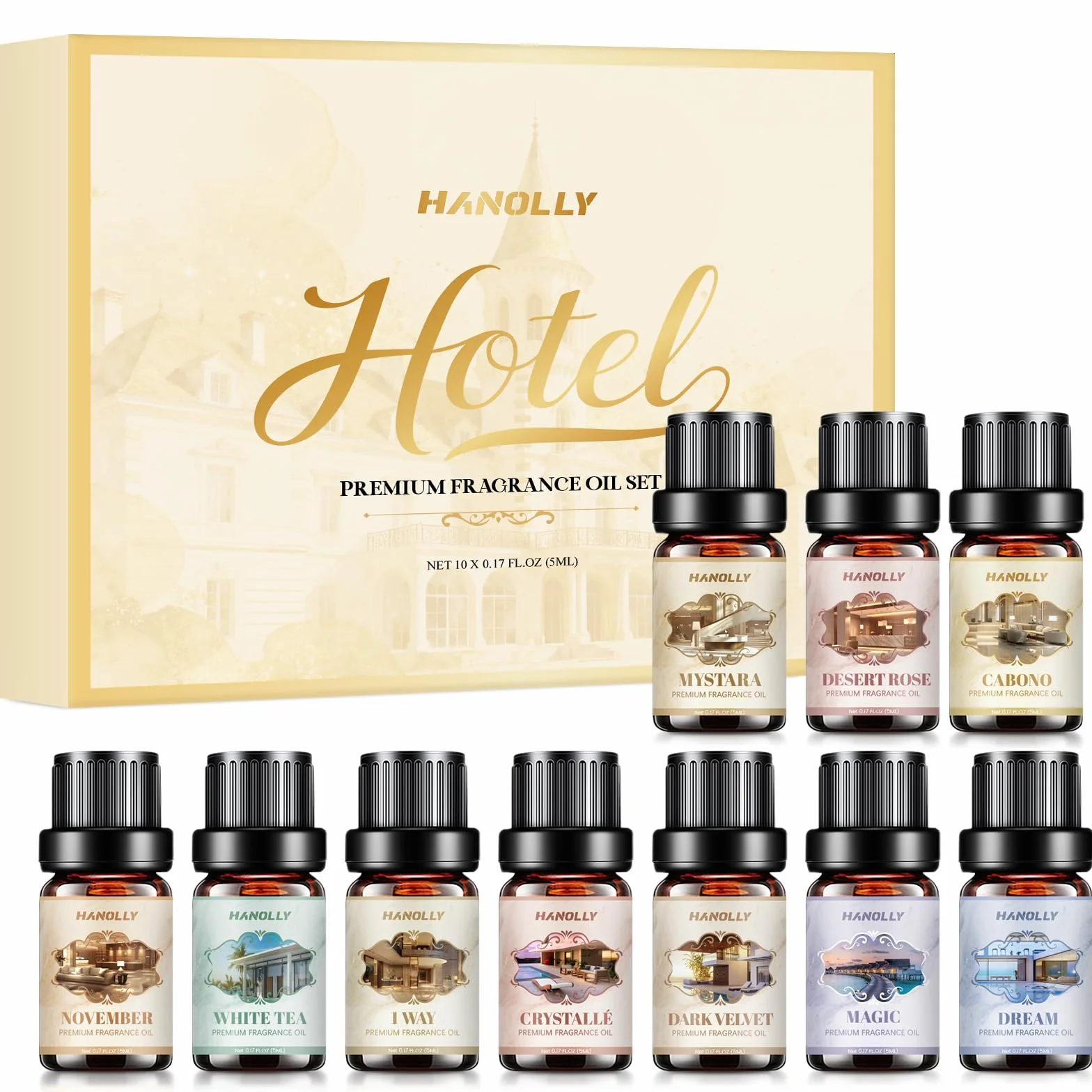 Hanolly Zestaw Olejków Zapachowych 10 x 5ml Naturalne Olejki Eteryczne Do Dyfuzora