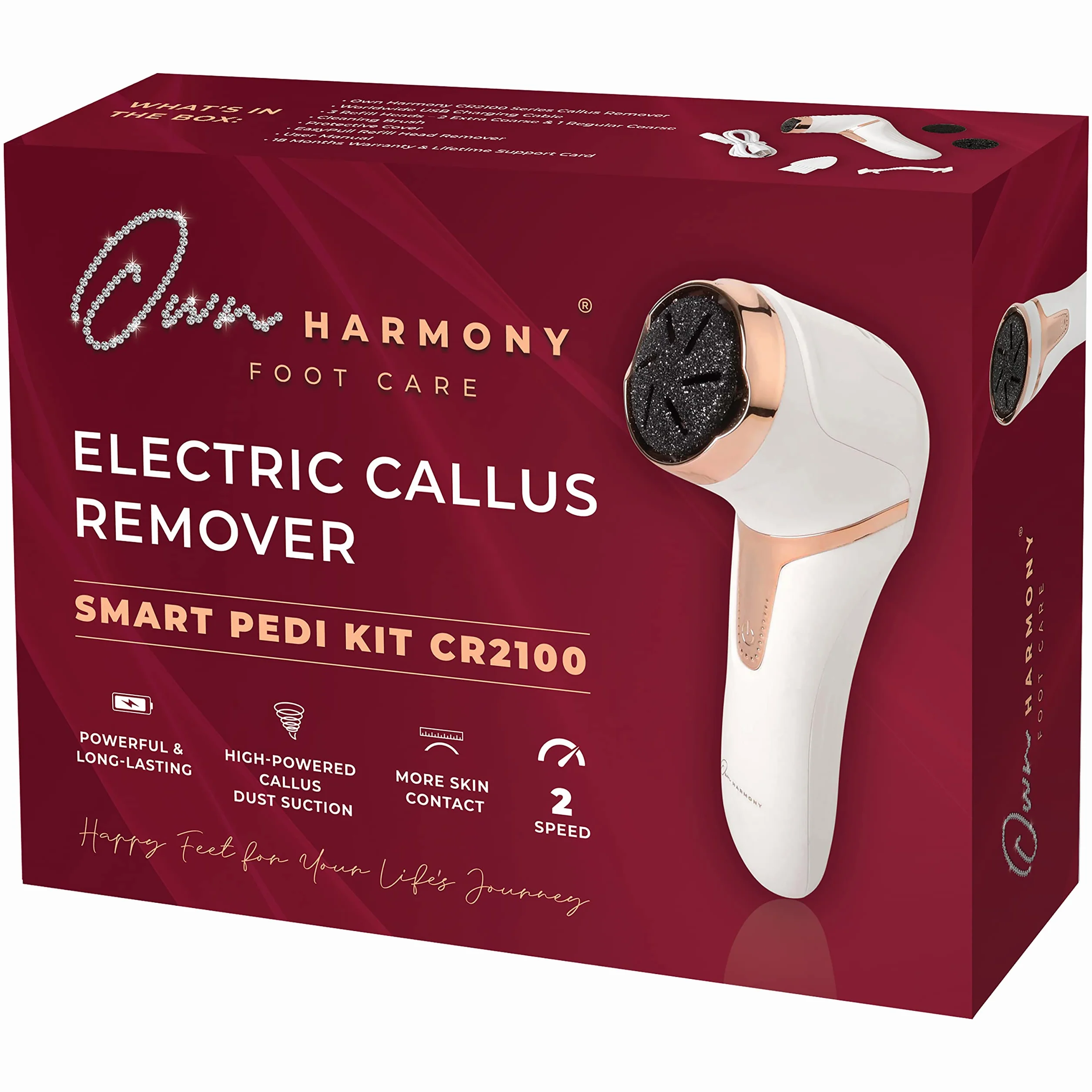 Elektryczny Pilnik do Stóp CR2100 Own Harmony - Zestaw do Pedicure z 3 Głowicami