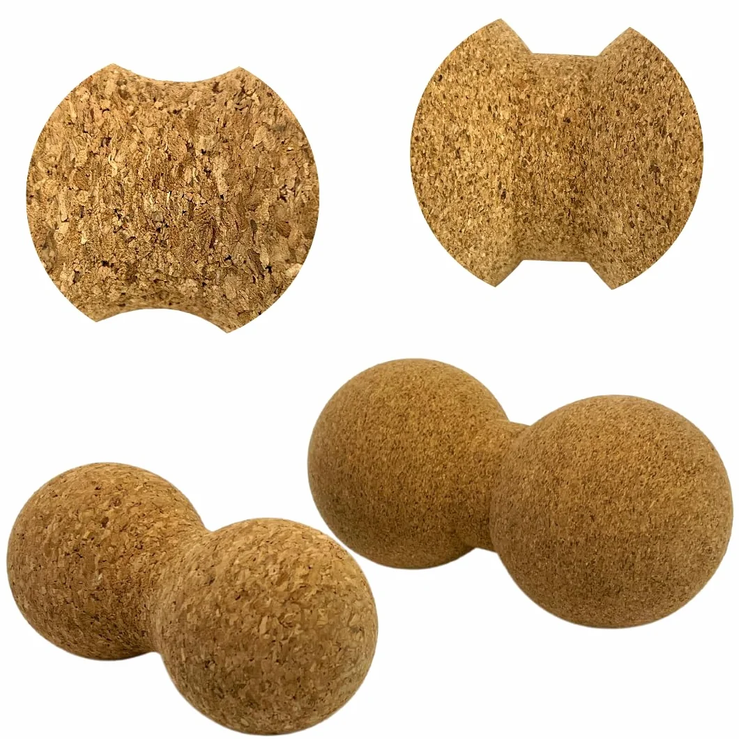 Naturalne korkowe akcesoria do masażu powięzi podwójna piłka 6,5 x 13,5 cm