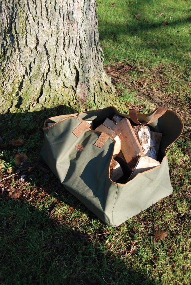 Esschert Design Torba na drewno kominkowe zielona 59x40x39 cm