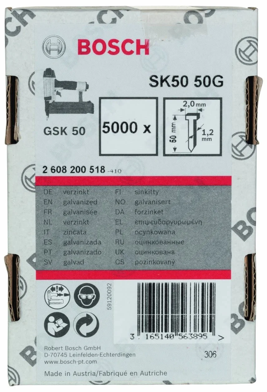 Bosch Profesional Sztyft, łeb wpuszczany, SK50 50G 1,2 mm, 50 mm, cynkowane