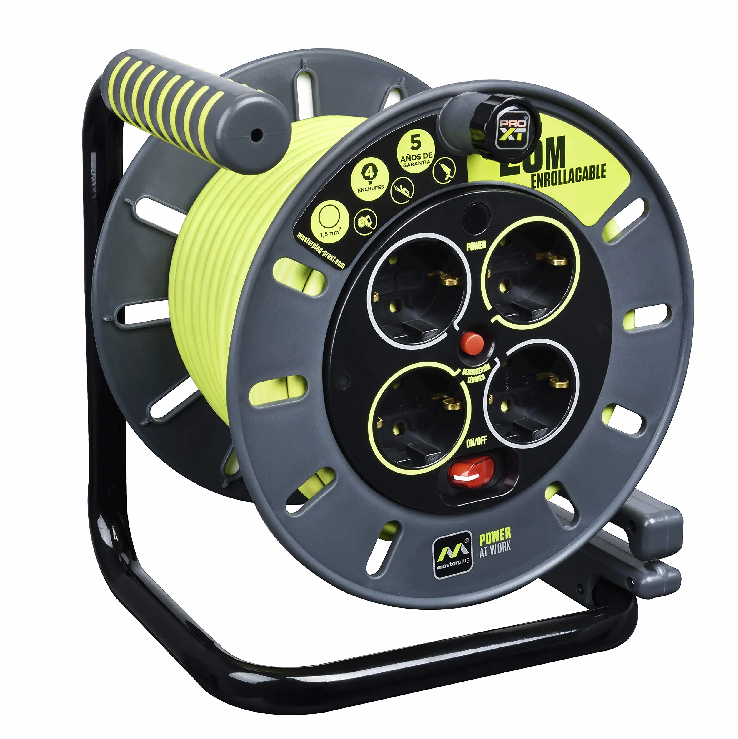 Masterplug OME25164SL-PX Rewind Cord 3000 W 250 V szary zielony pistacjowy