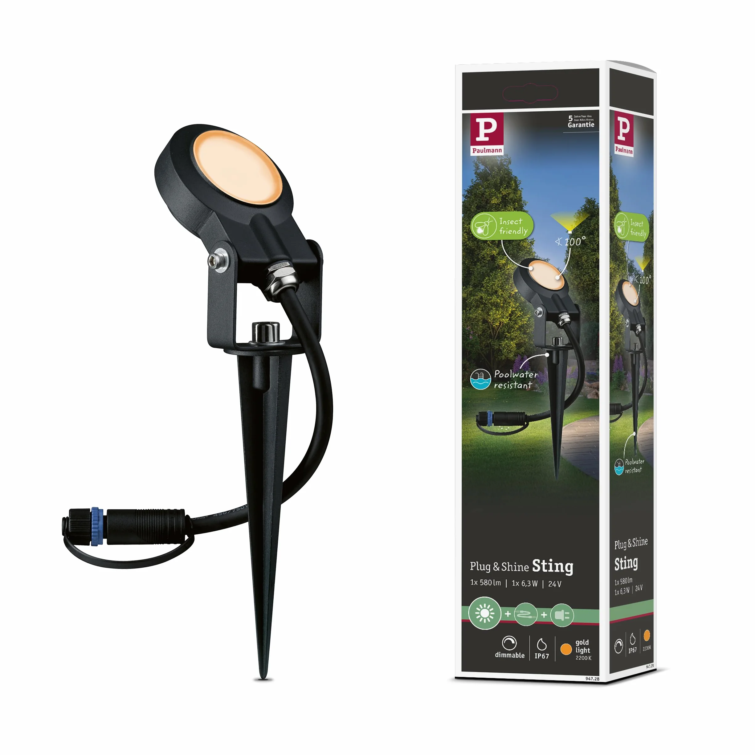 Paulmann Sting reflektor ogrodowy LED IP67 2200K 6,3W Antracyt