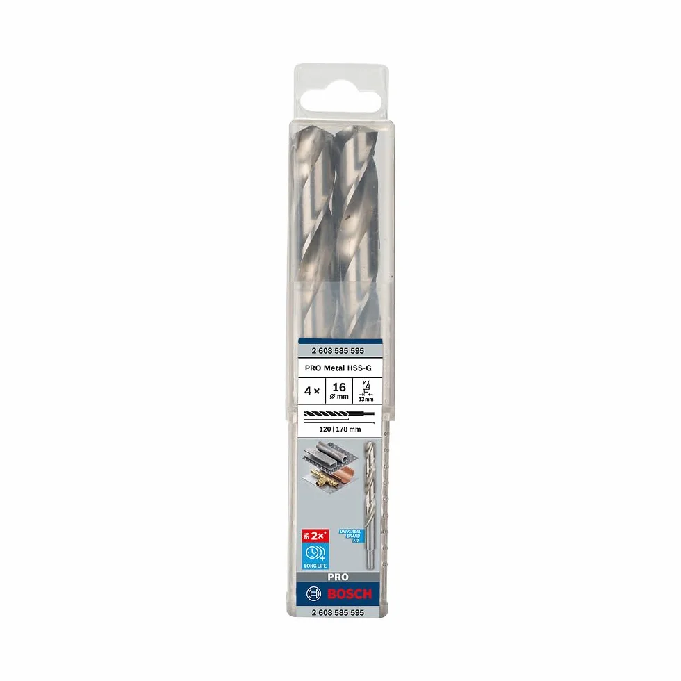 Bosch Professional 4x HSS-G Wierteł do Metalu (do Metalu, Ø 16 mm, Robust Line, Akcesoria Wiertarko)