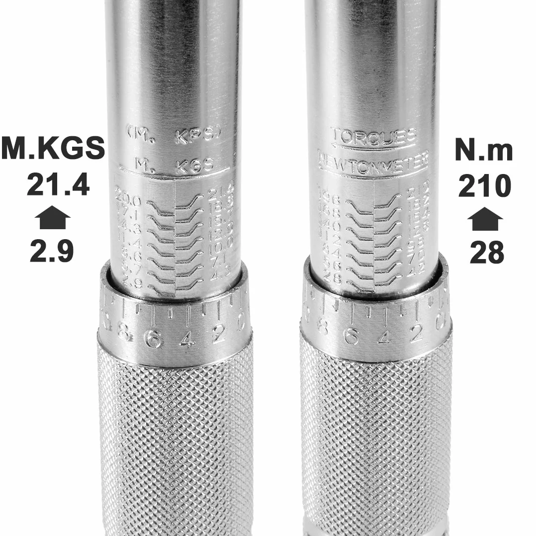 Aexit Klucz dynamometryczny 1/2 cala z nasadkami i przedłużką, 2,9-21,4M.KGS / 28-210N.m(Qualité technique réversible carré Cliquez clé