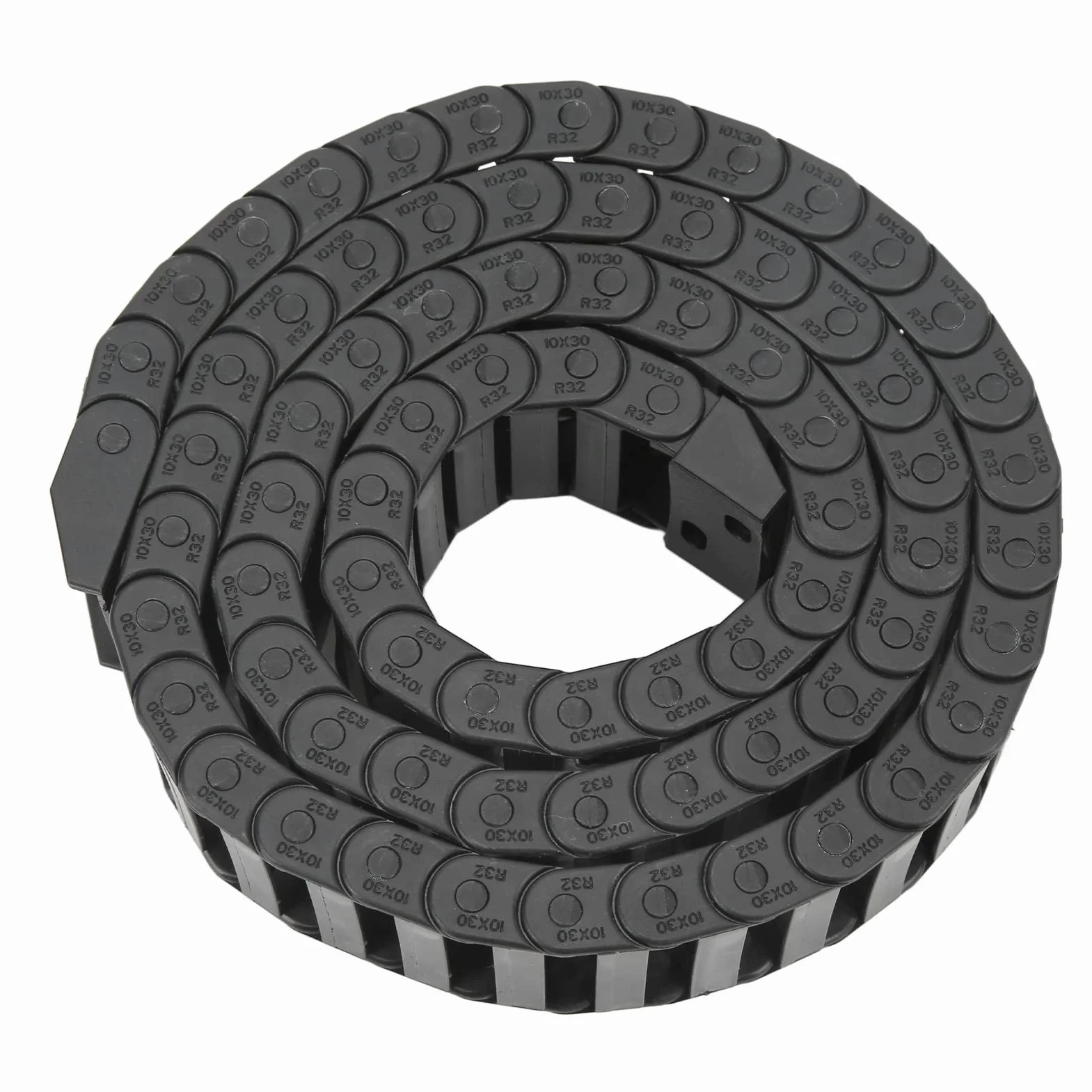 R32 10 X 30mm Wewnętrzny łańcuch do Przeciągania, 1 Metr Długości Czarny Plastikowy Elastyczny Przewód Kablowy z Końcowym łańcuchem Kablowym do Maszyn Elektrycznych, Drukarki 3D, Grawerów CNC