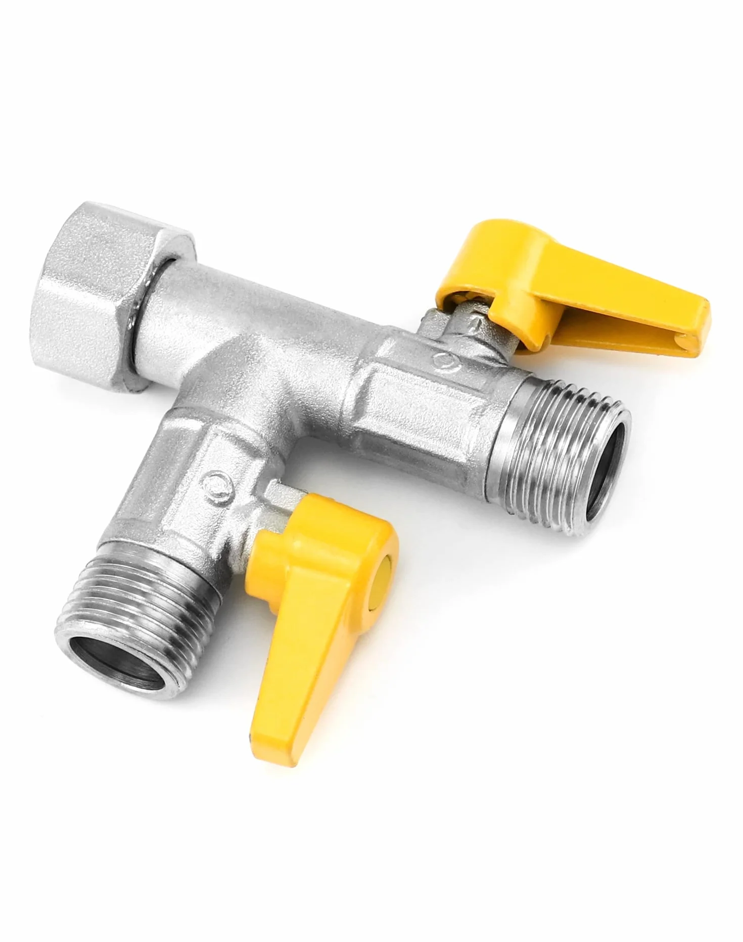 QWORK® 3 drogowy zawór przełączający, zawór adaptera G1/2" T, z zaworem odcinającym, mosiądz, odpowiedni do kuchni, łazienek