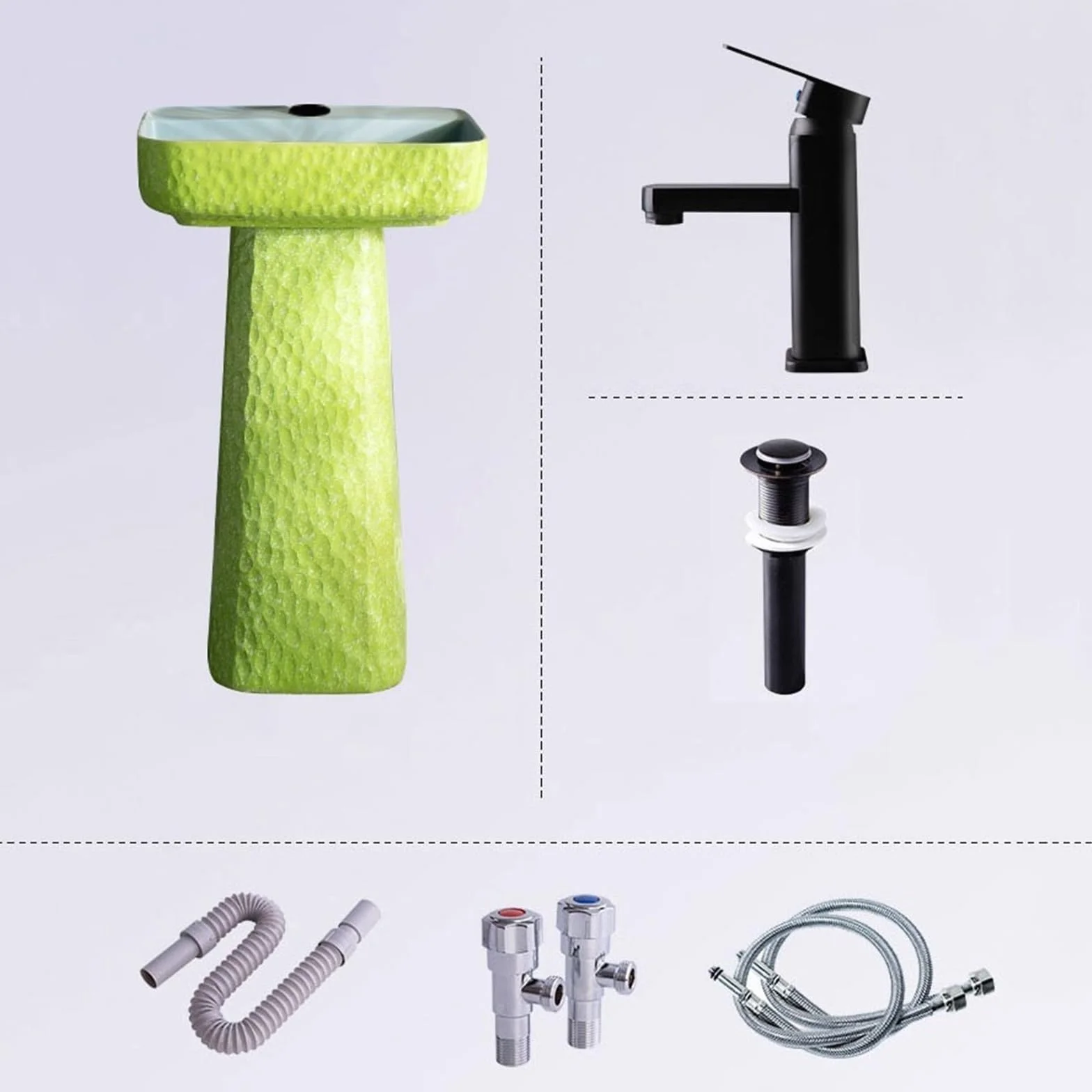 Umywalka Kolumnowa Z Pojedynczym Otworem Na Baterię, Ręcznie Robiona Ceramiczna Umywalka Nablatowa, Umywalka Dwuczęściowa, Umywalka Stojąca,E-One Size