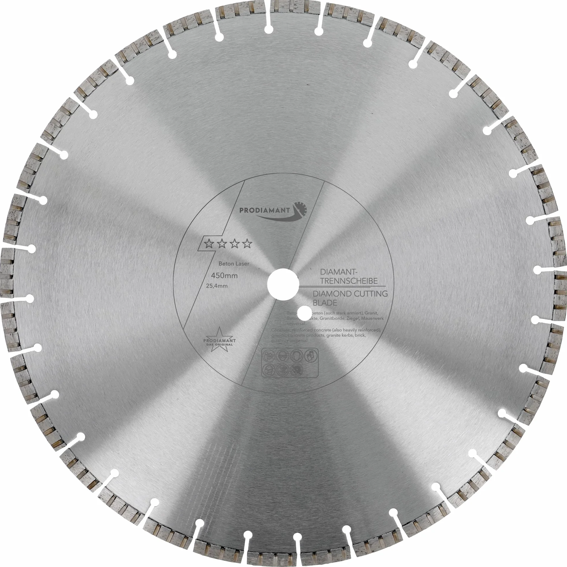PRODIAMANT Diamentowa tarcza tnąca 450 mm x 25,4 do betonu żelbetowego, kamień i cegła, diamentowe segmenty turbo, spawane laserowo
