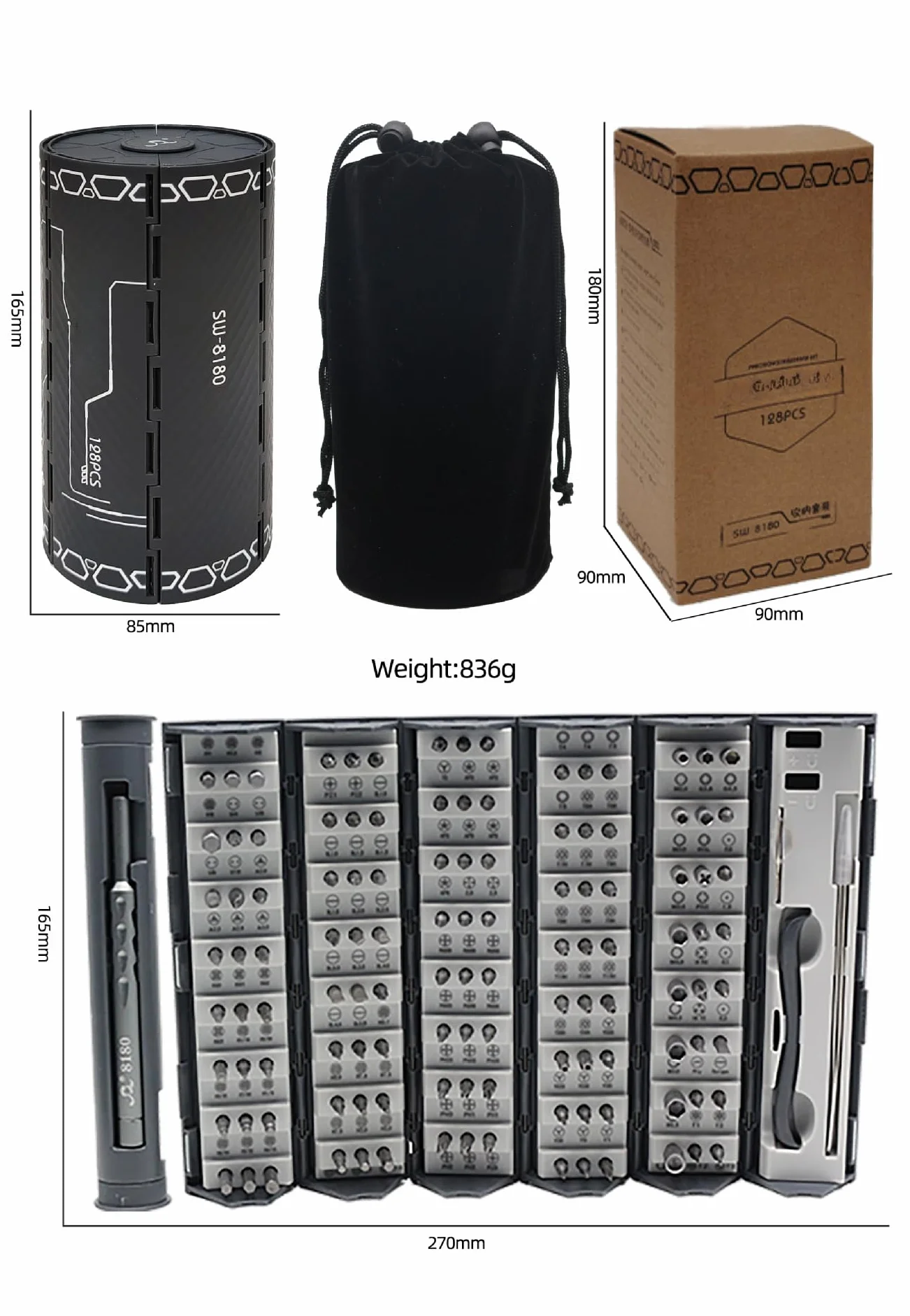 Precyzyjne zestawy śrubokrętów, mały zestaw wkrętaków 128 w 1, magnetyczny zestaw narzędzi do naprawy telefonu komórkowego, laptopa, komputera, tabletu, PS4, Xbox, Nintendo, konsoli do gier